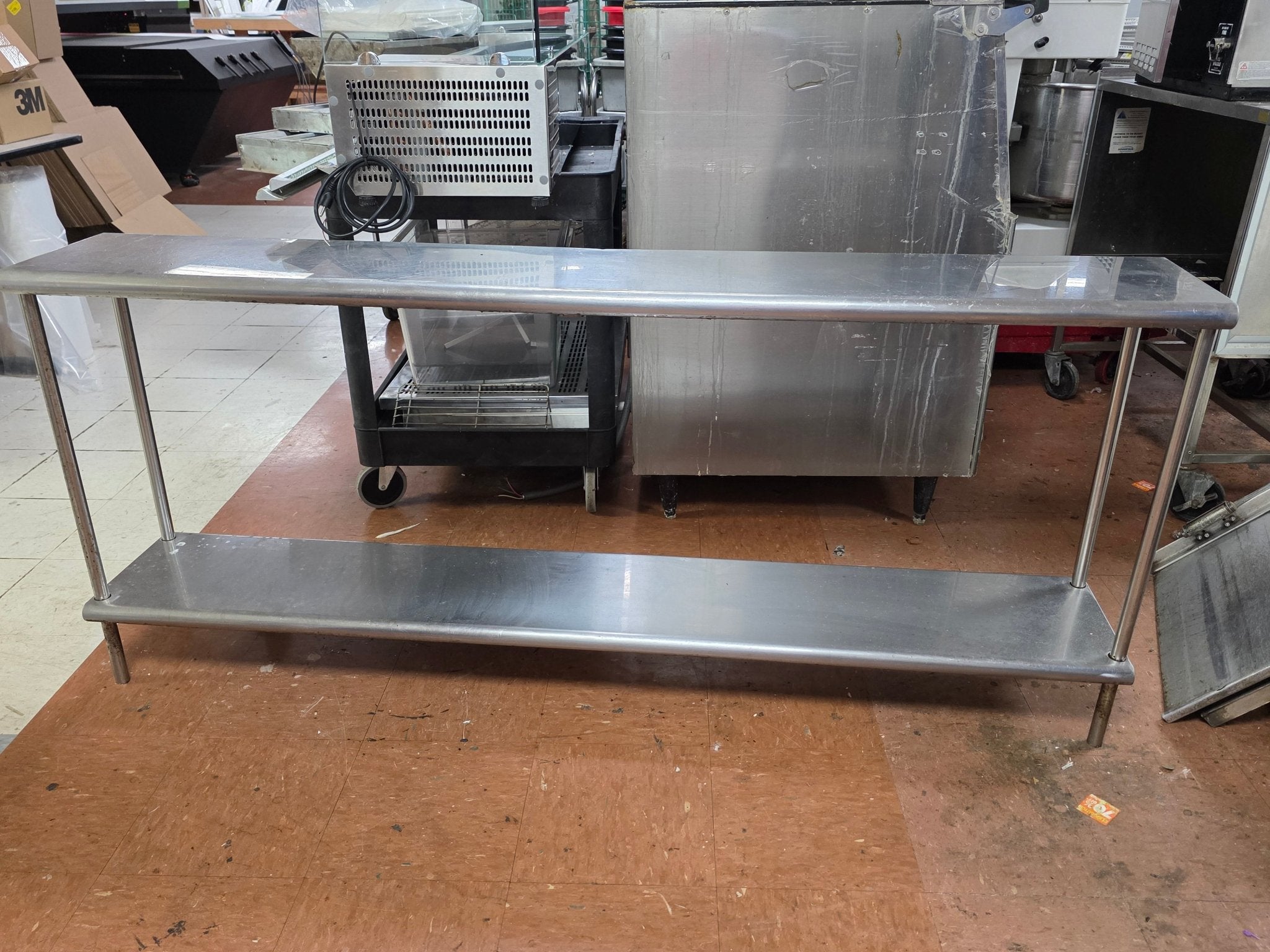 Used 72" Stainless Steel Table Over Shelves - SS335 - Falcon Restaurant Supply - 1