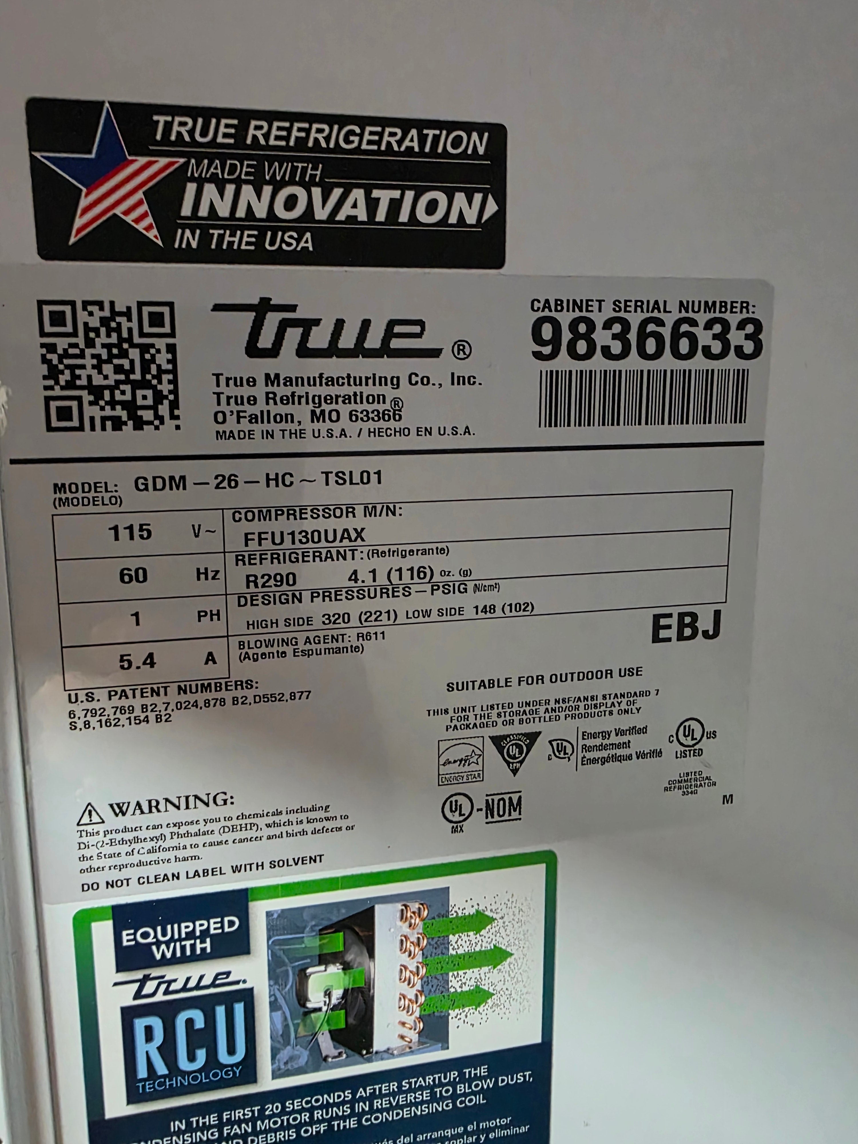 Used 2019 30" True GDM-26-HC~TSL01 Reach In Refrigerated Glass Door Merchandiser