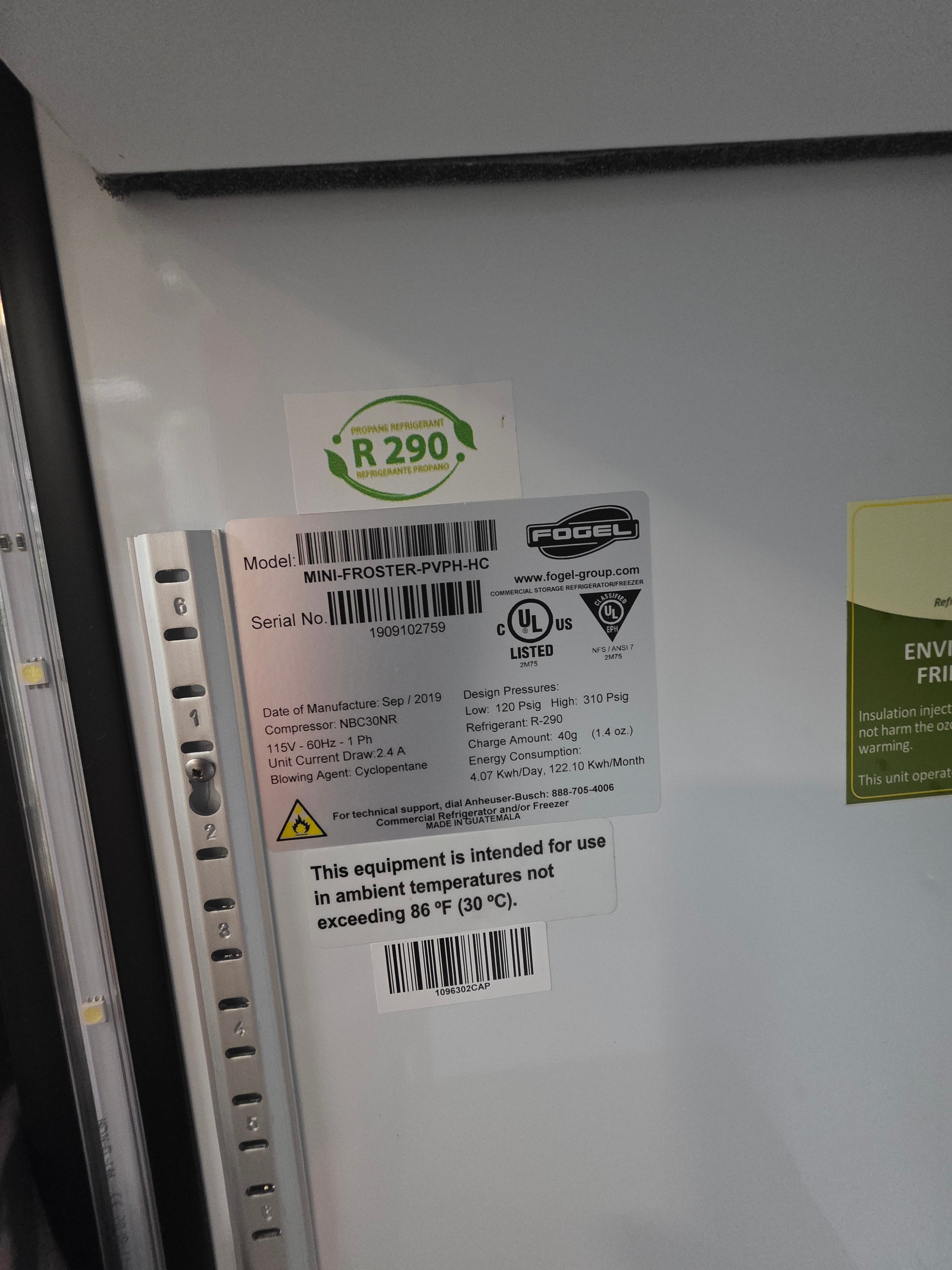 New Fogel Mini-Froster PVPH-HC Countertop LED Refrigerated Merchandiser 120V