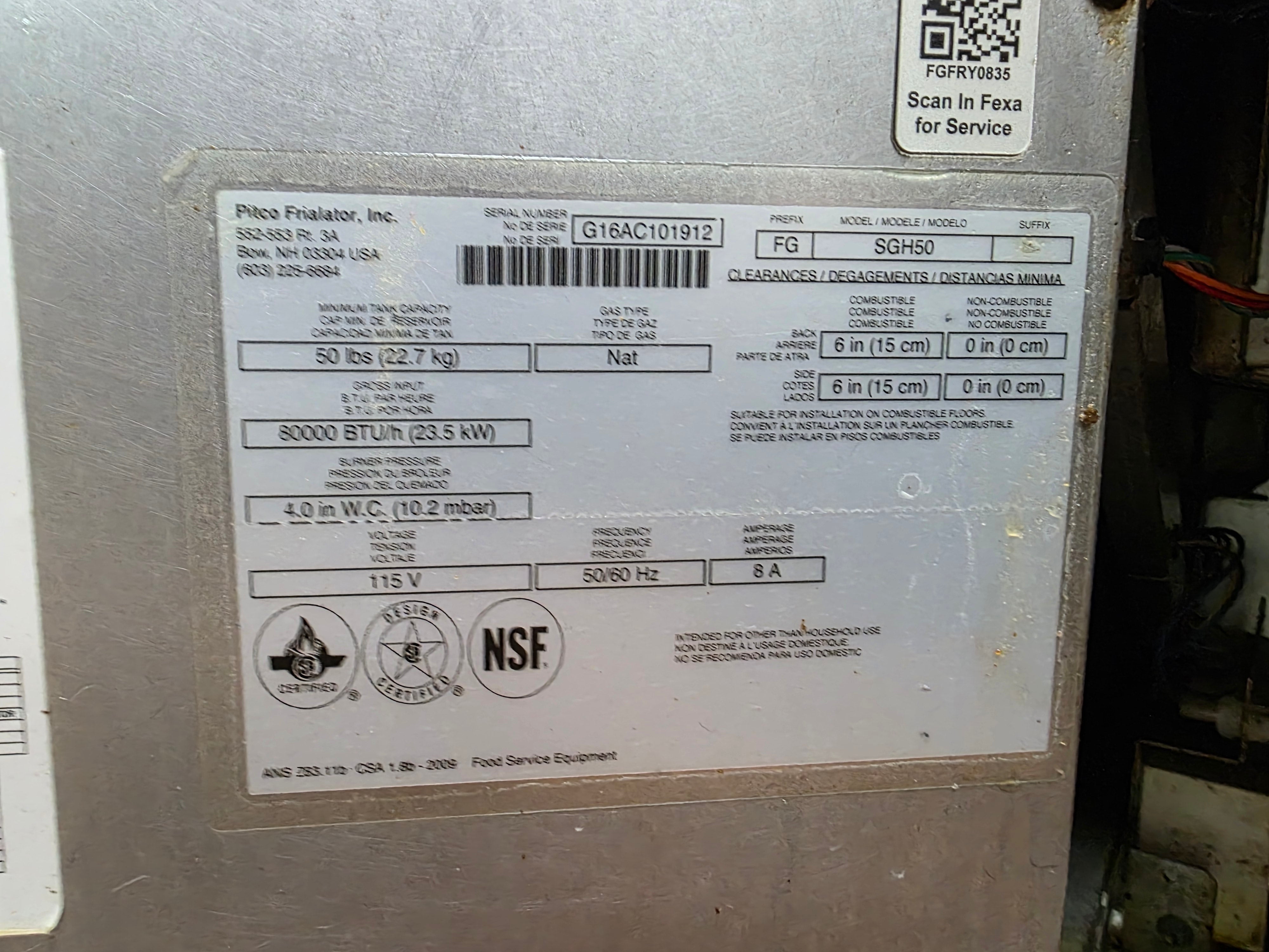 Used 2016 Pitco SGH50-4 Natural Gas Frying Station with Basket Hanger - FG5