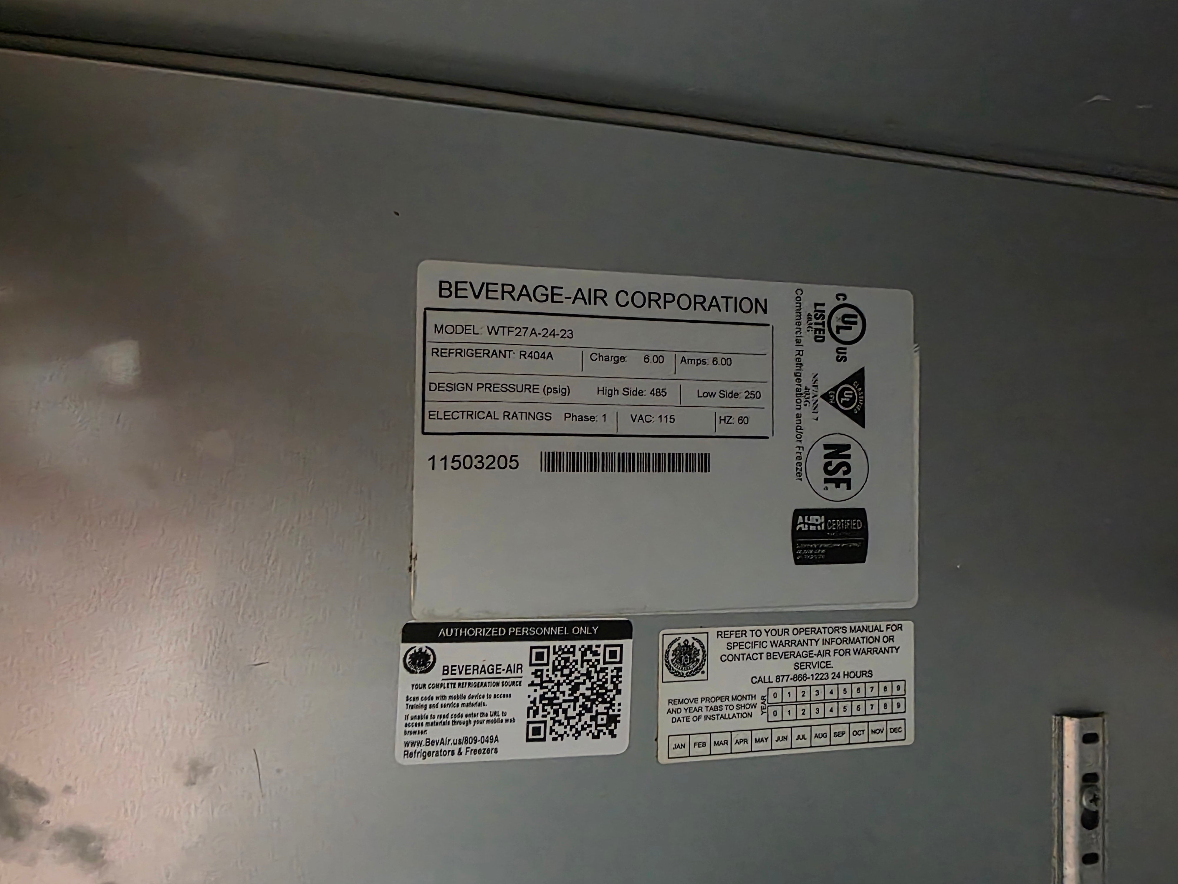 Used 27" Beverage-Air WTF27A-24-23 Stainless Compact Worktop Freezer 120V - SU
