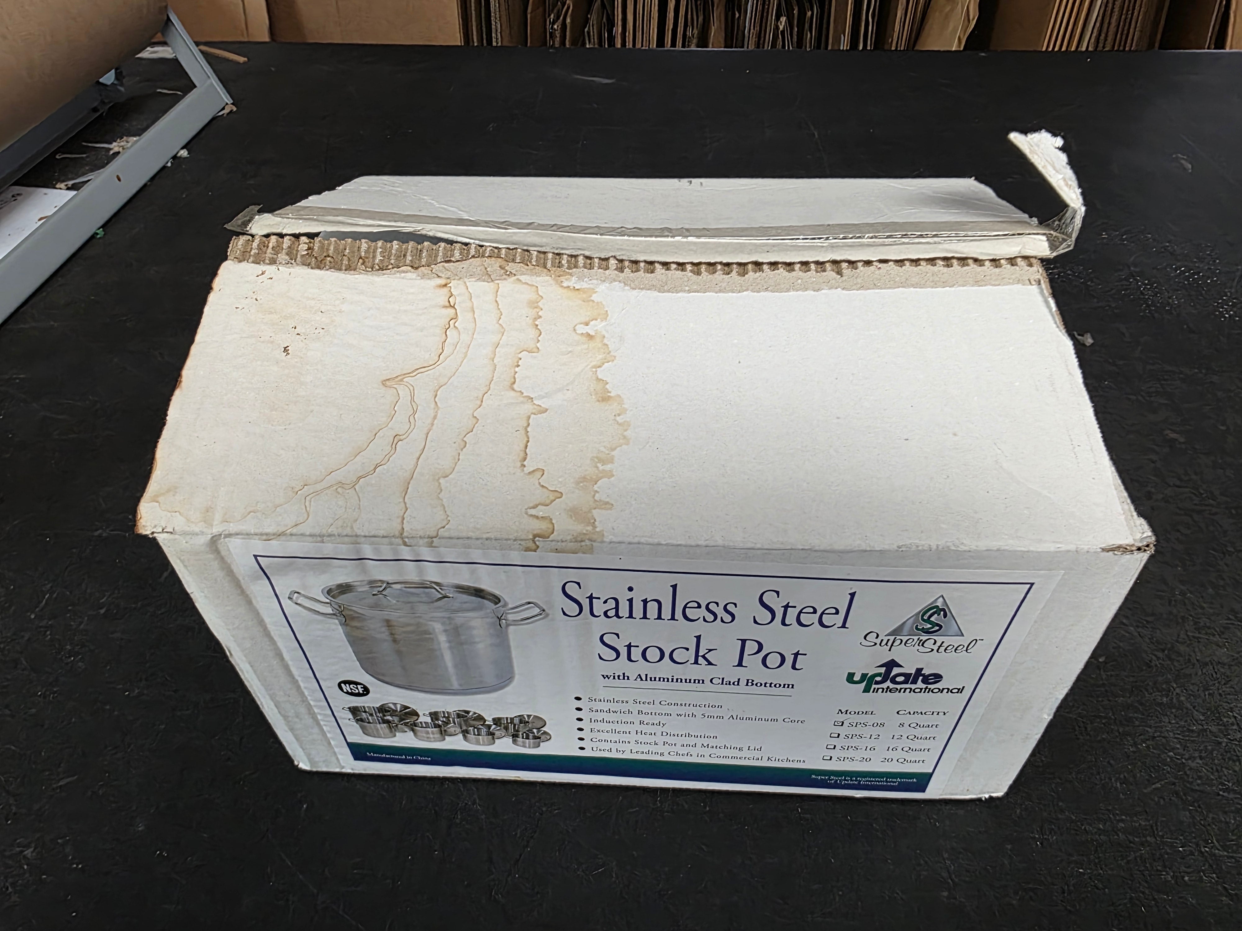Unused Super Steel SPS-08 Stainless Steel 8 Qt Stock Pot w/Cover - TH3