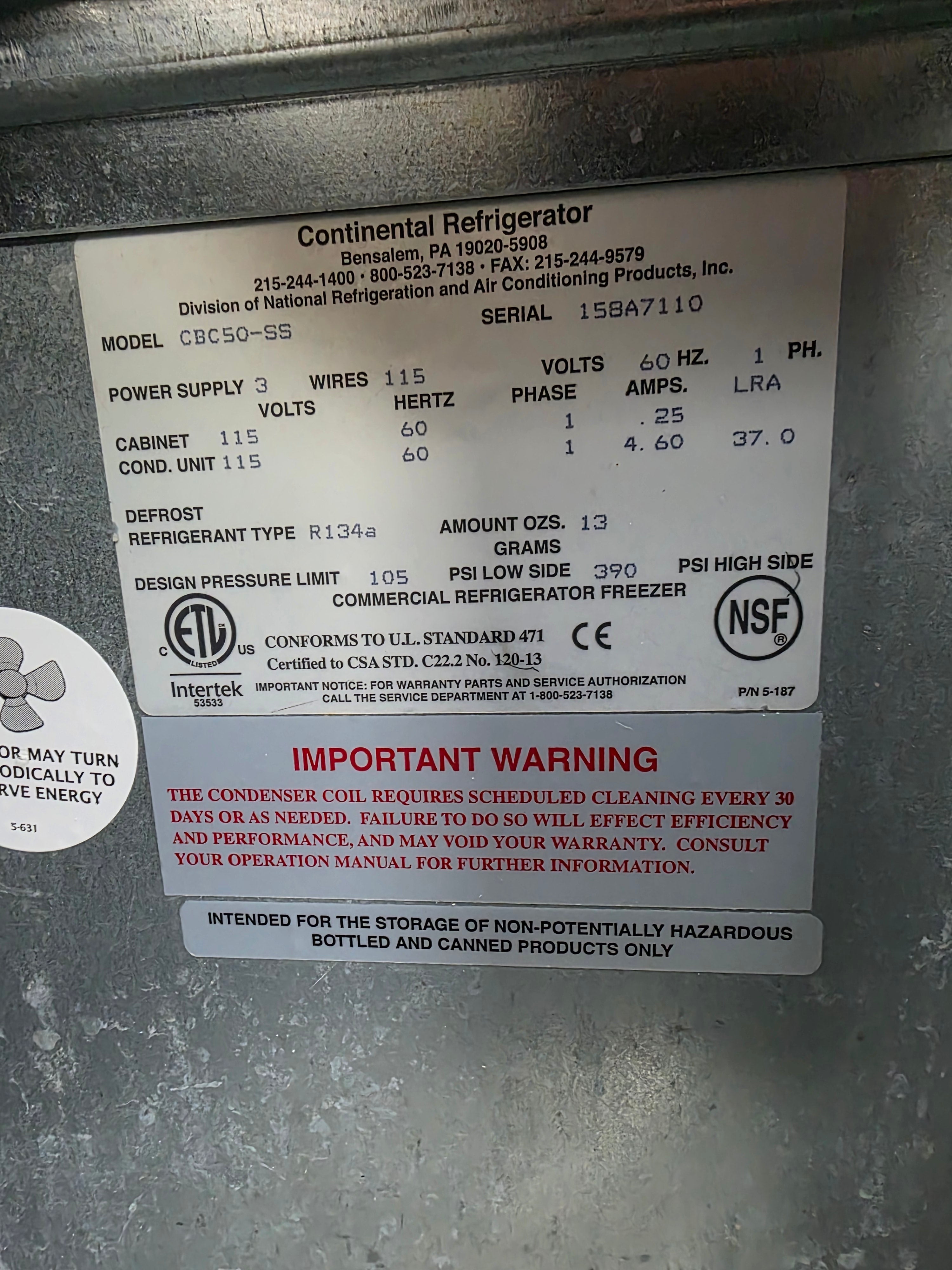 Used 50" Continental CBC50-SS Stainless Steel Bottle Bar Cooler - SB2