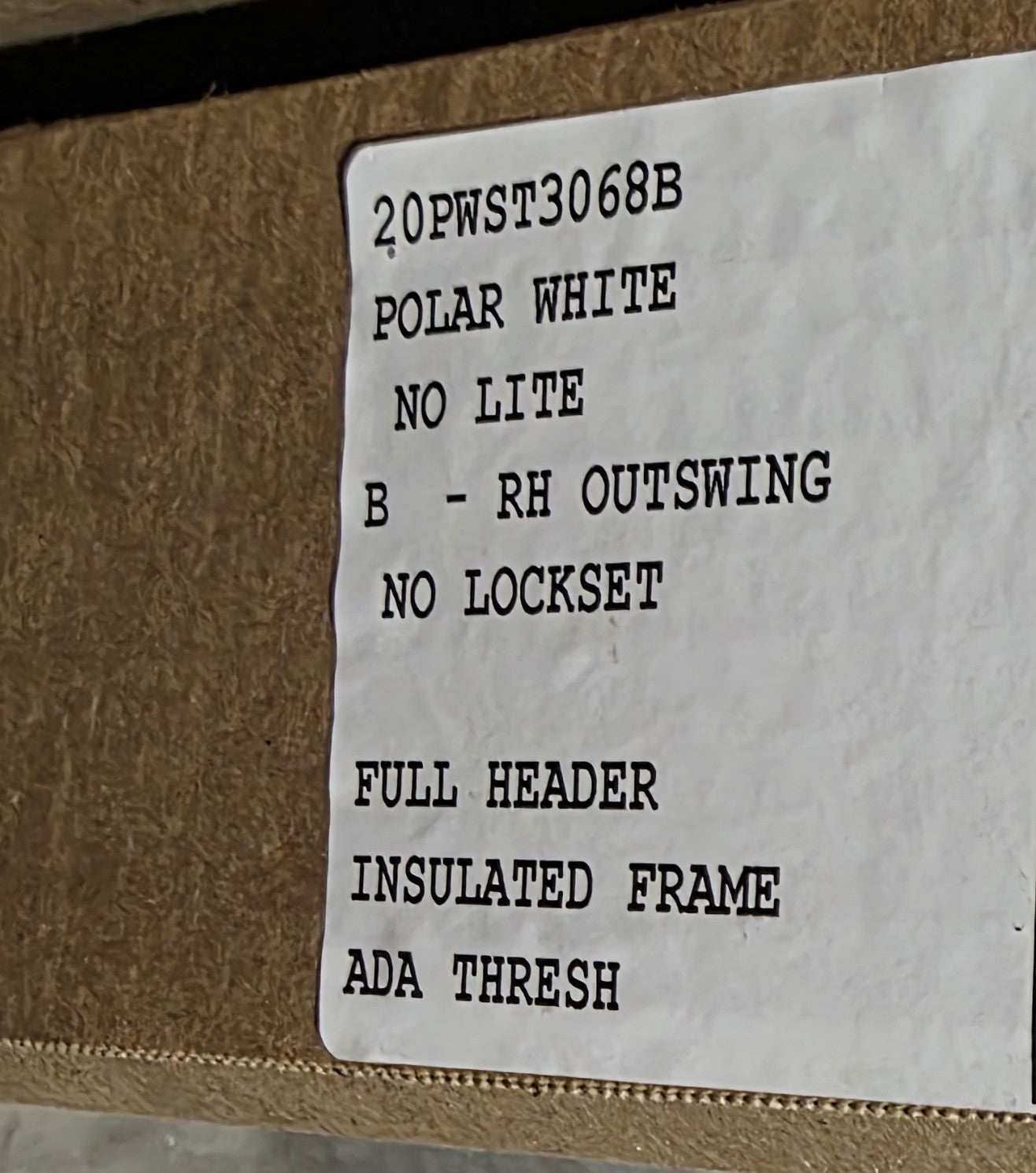 Unused 36" Plyco 20PWST3068B White Pre-Hung Insulated Entry Door - A