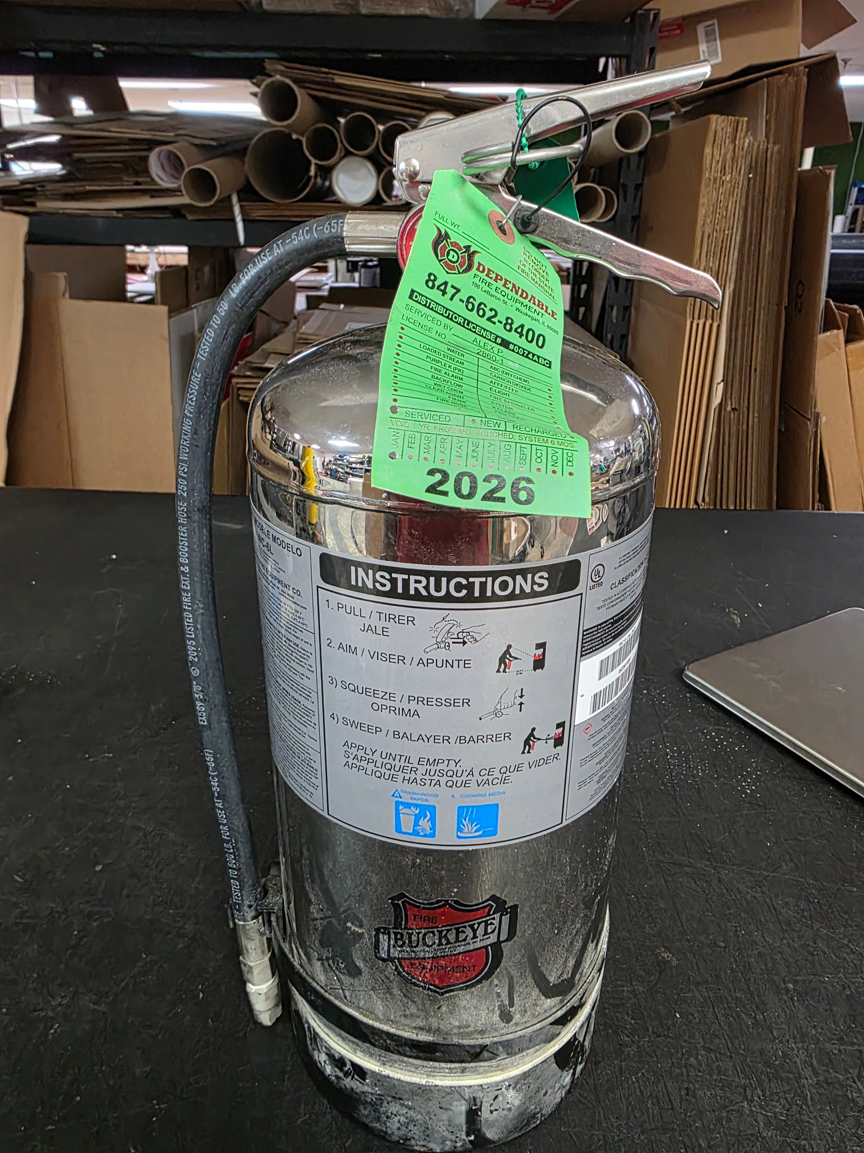 Unused Buckeye WC6L Liter Class K Fire Extinguisher