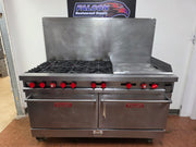 Used Vulcan 60-FTL 6 Burner NG Range with 24" Griddle and 2 Ovens