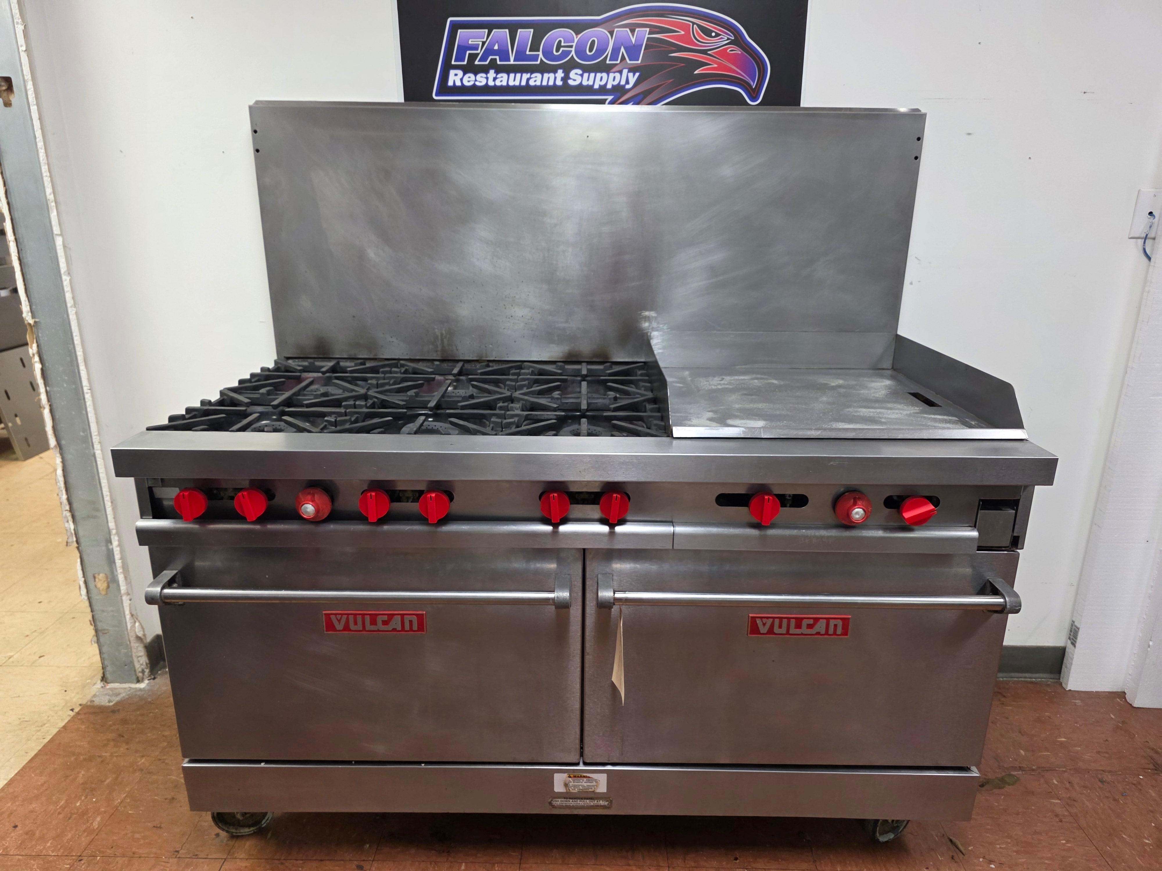 Used Vulcan 60-FTL 6 Burner NG Range with 24" Griddle and 2 Ovens