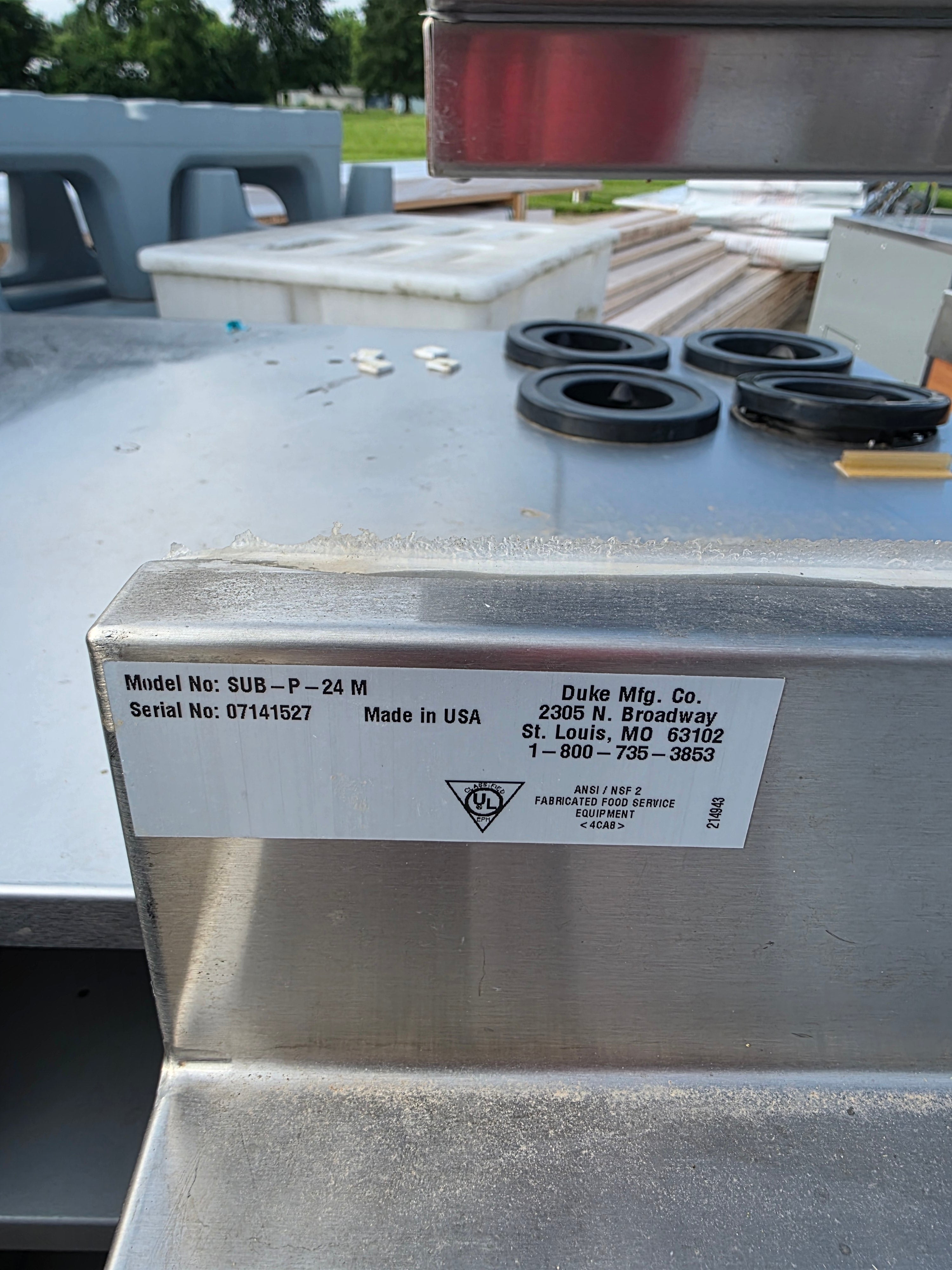 Used 24" x 29.5" Duke PS-24 Stainless Top Single Door Cabinet  - SS384 - RK