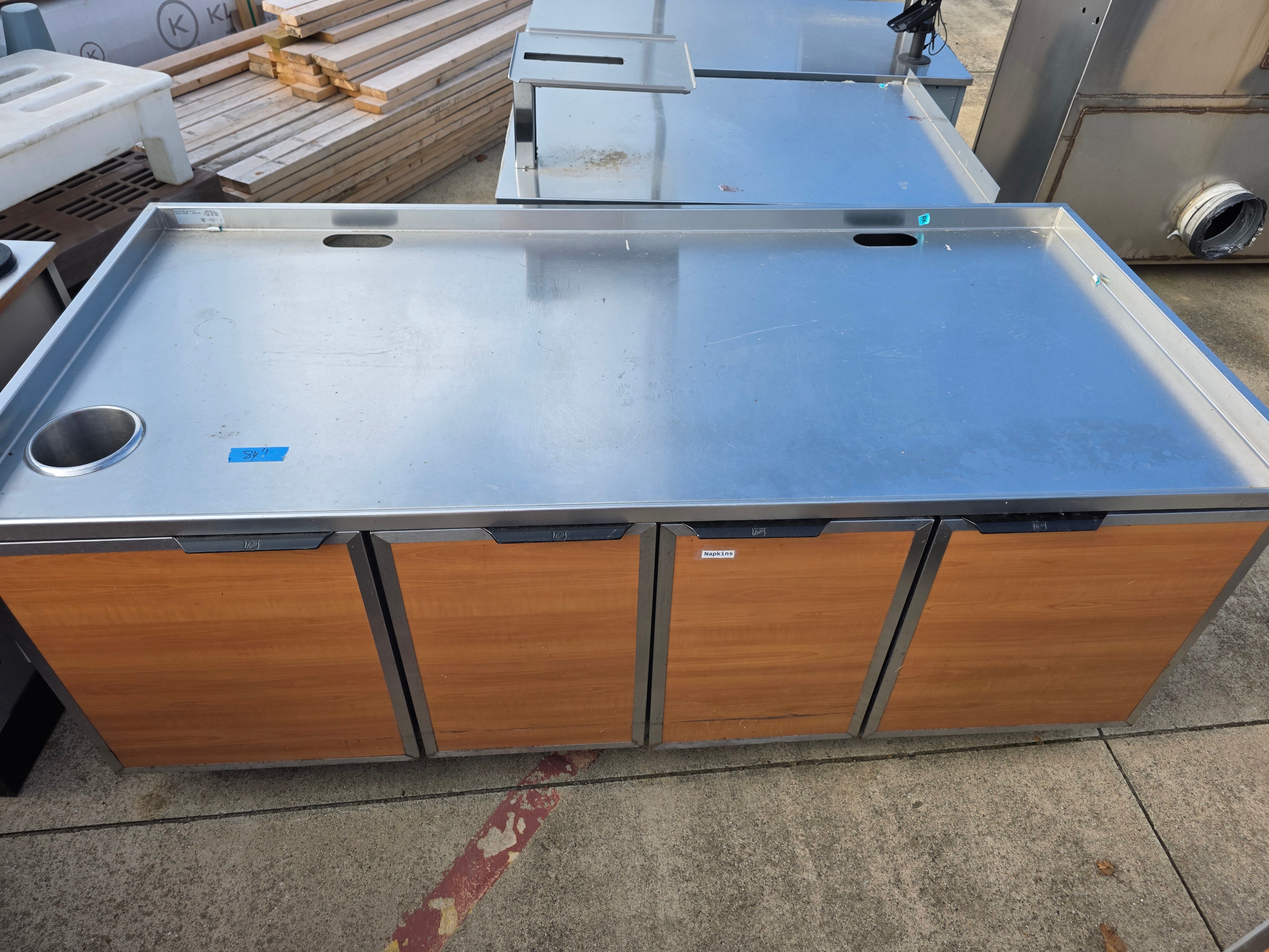 Used 84" x 38" Duke Stainless Top 4 Door Drink Station Cabinet - SS386 - RK