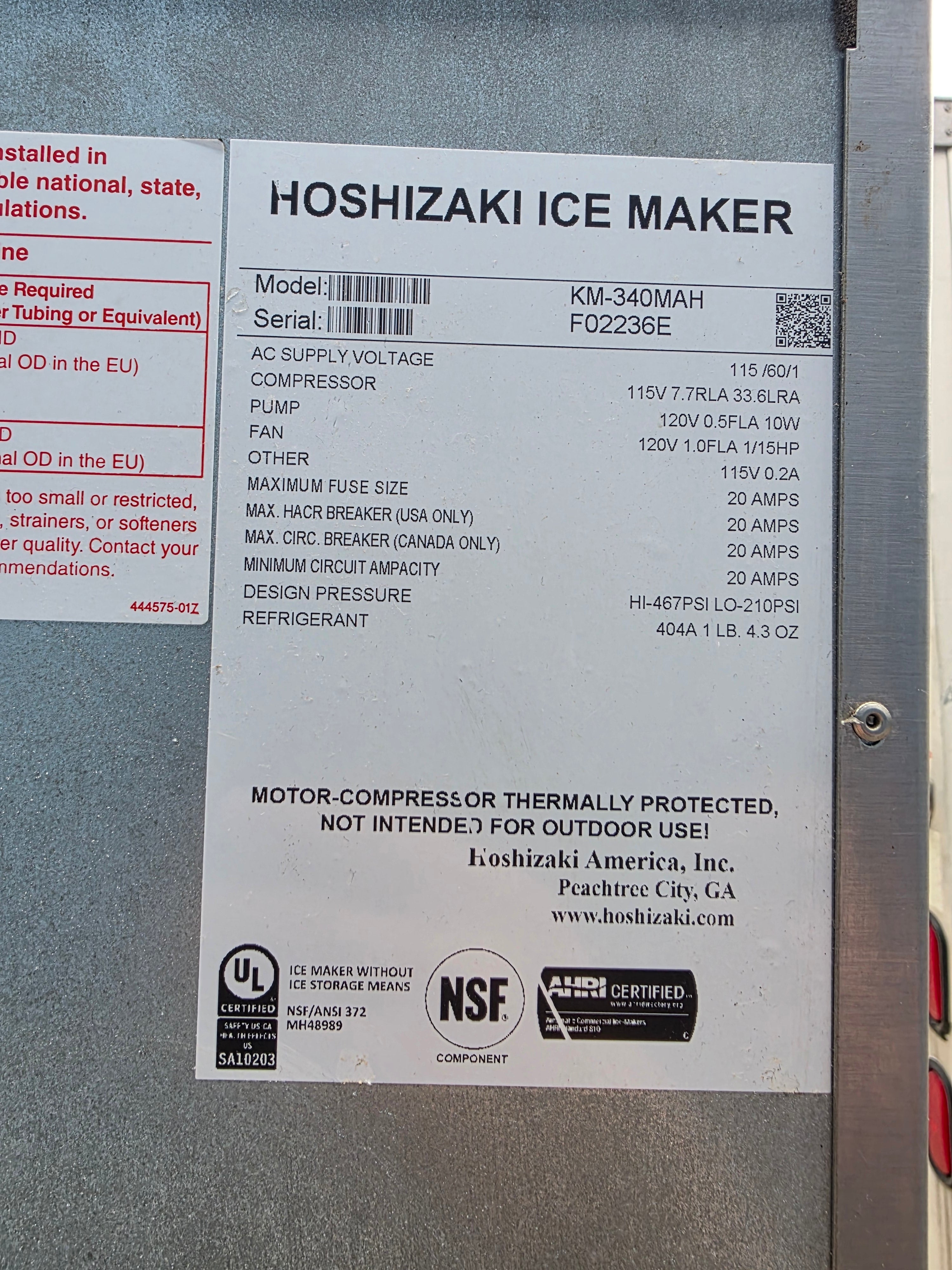Used 22" Hoshizaki KM-340MAH Air Cooled Crescent Cube Ice Machine 120V - FG8