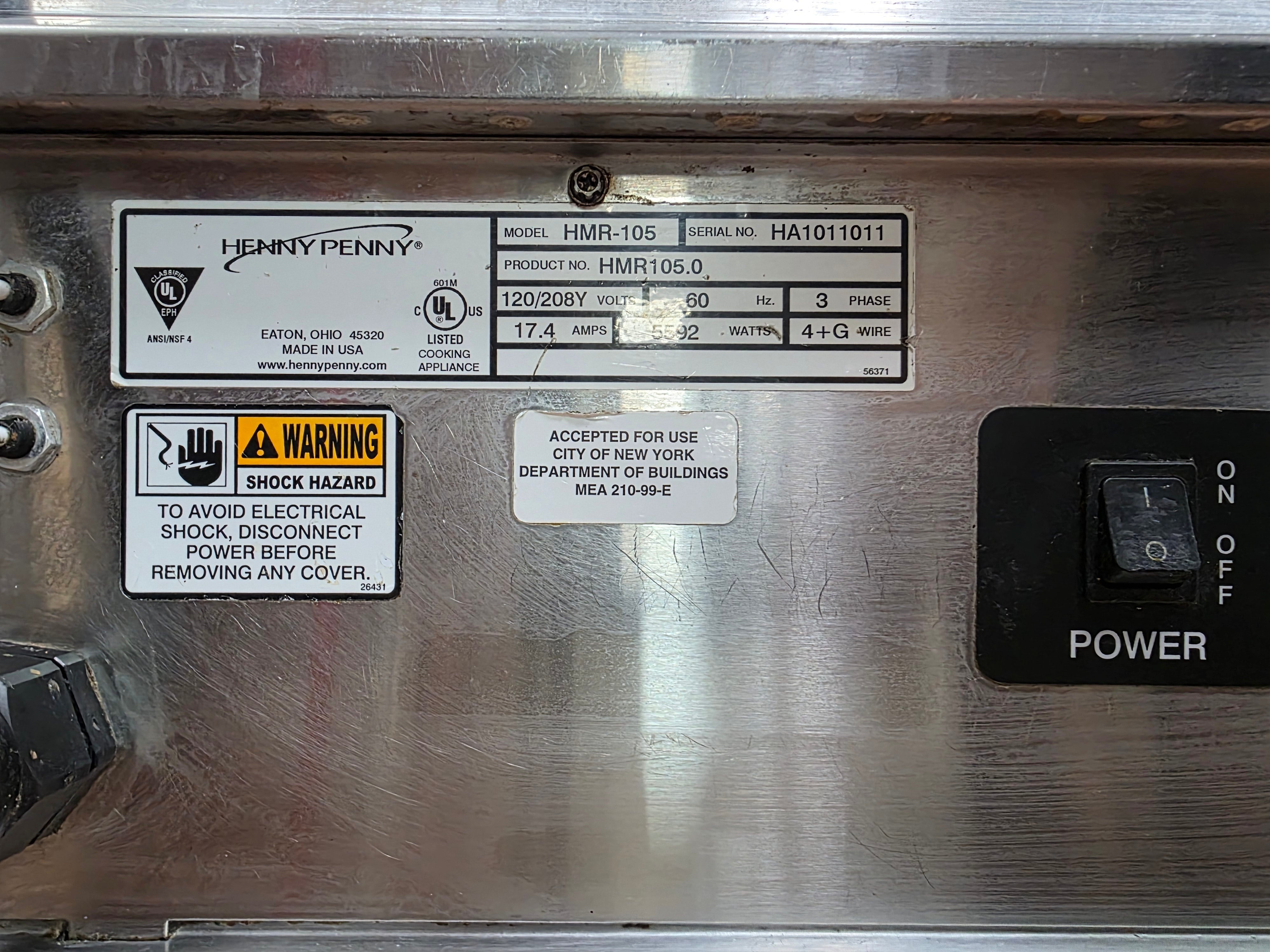 Used Henny Penny HMR-105 5-Well Heated Merchandiser Warmer Display 208V 3PH