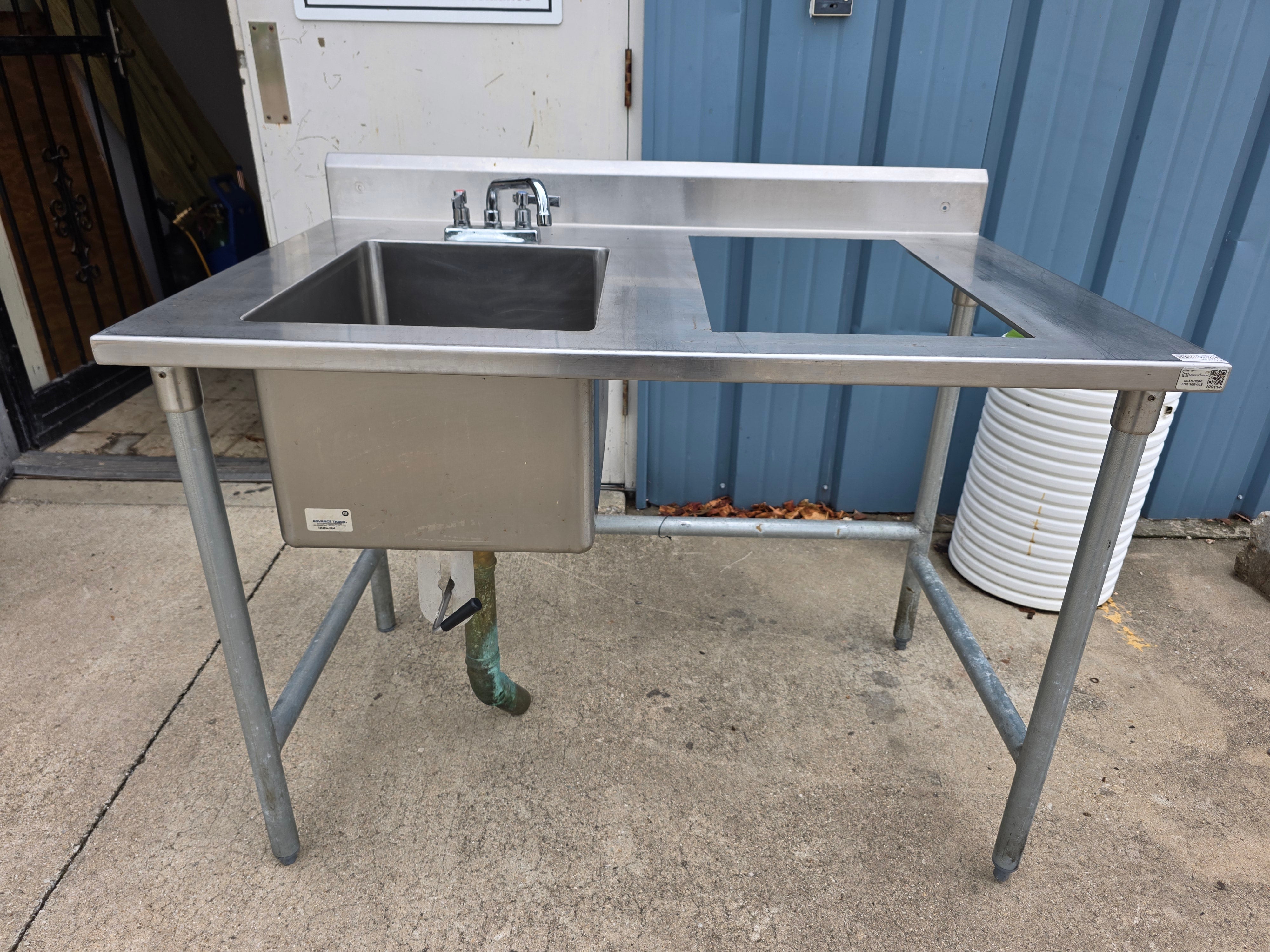 Used 48" Stainless Steel Commercial 1 Compartment Sink with Faucet - SS398 - TH2