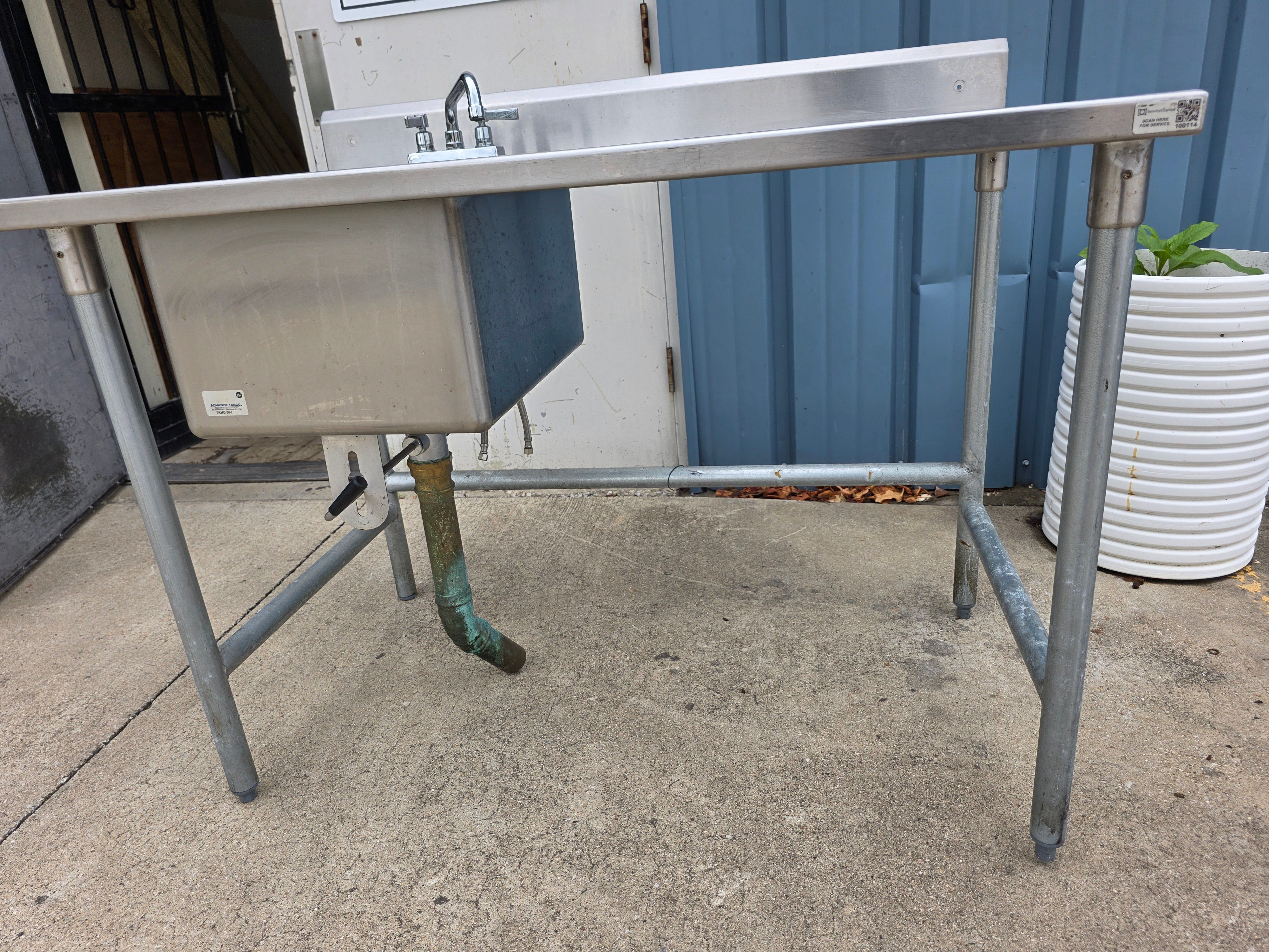 Used 48" Stainless Steel Commercial 1 Compartment Sink with Faucet - SS398 - TH2