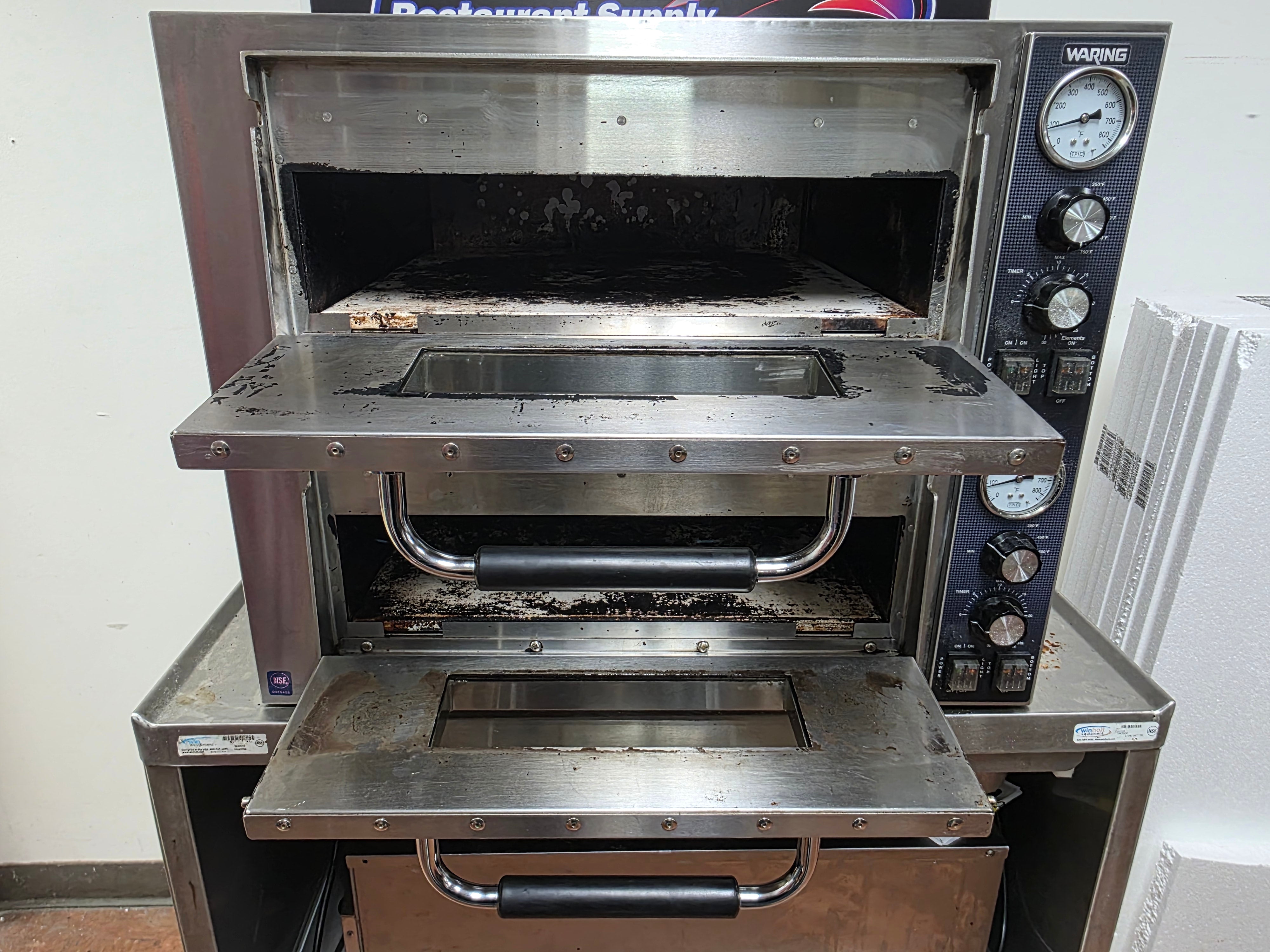 Used Waring WPO750 Double Deck Countertop Pizza Oven Independent Chambers - 240V