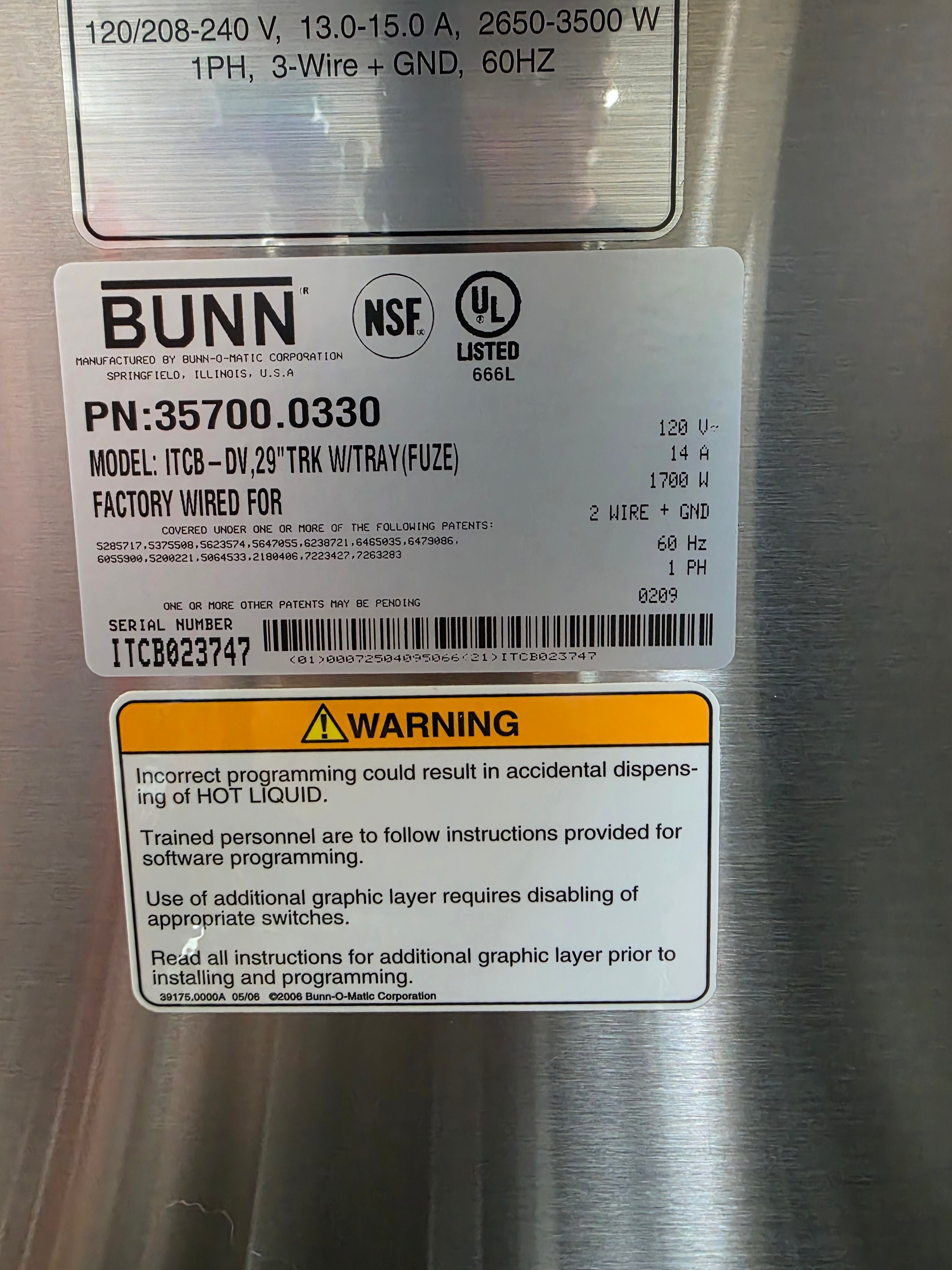 Used 29" Bunn 35700.0330 Infusion ITCB-DV Iced Tea and Coffee Brewer Machine 120V
