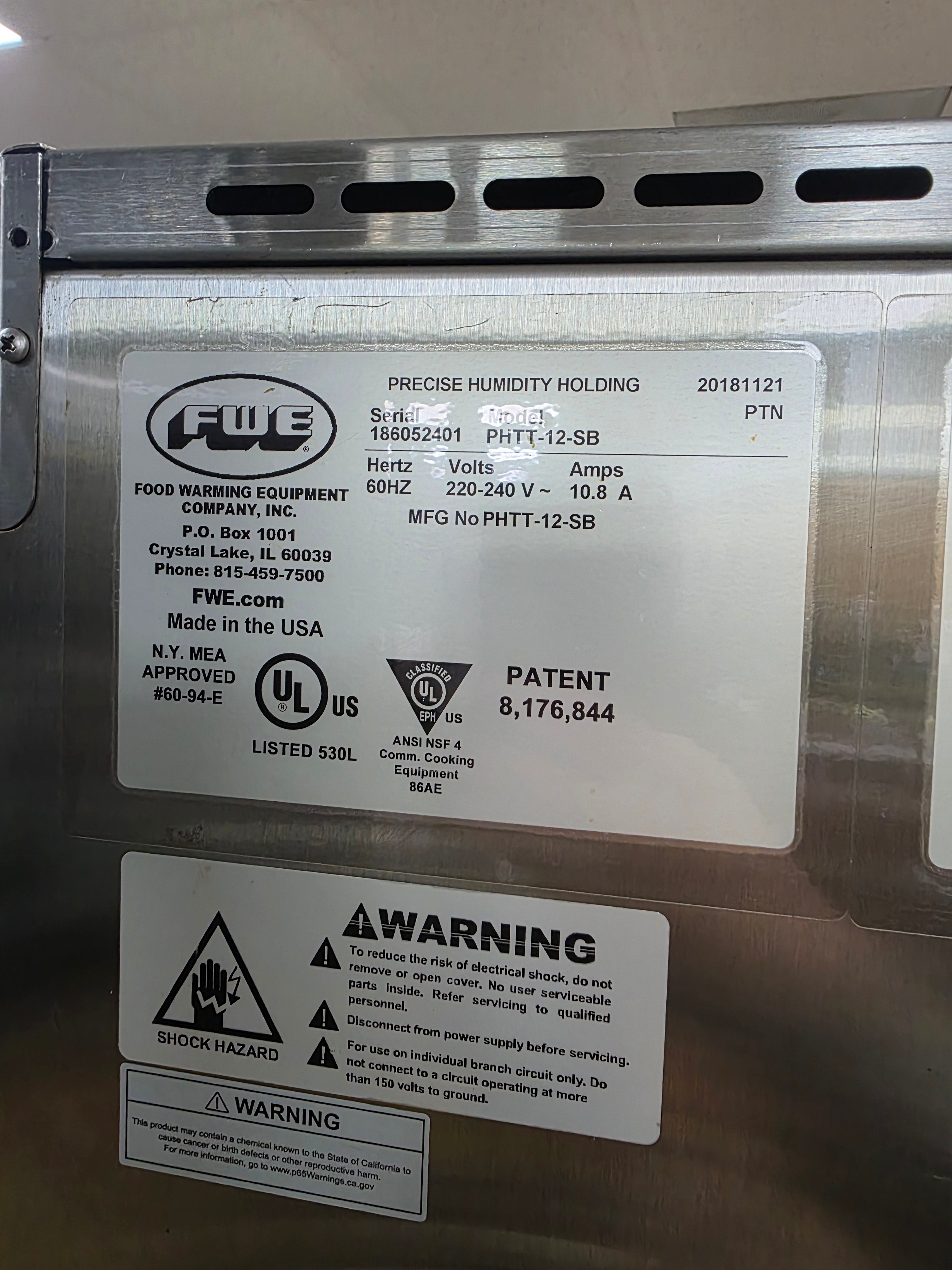 Used FWE PHTT-12-SB Humidified Heated Holding Cabinet 220V - SB2