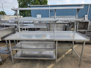 Used 90" x 33" Stainless Steel Table with Over Shelves and Ticket Rails - SB2 - SS401