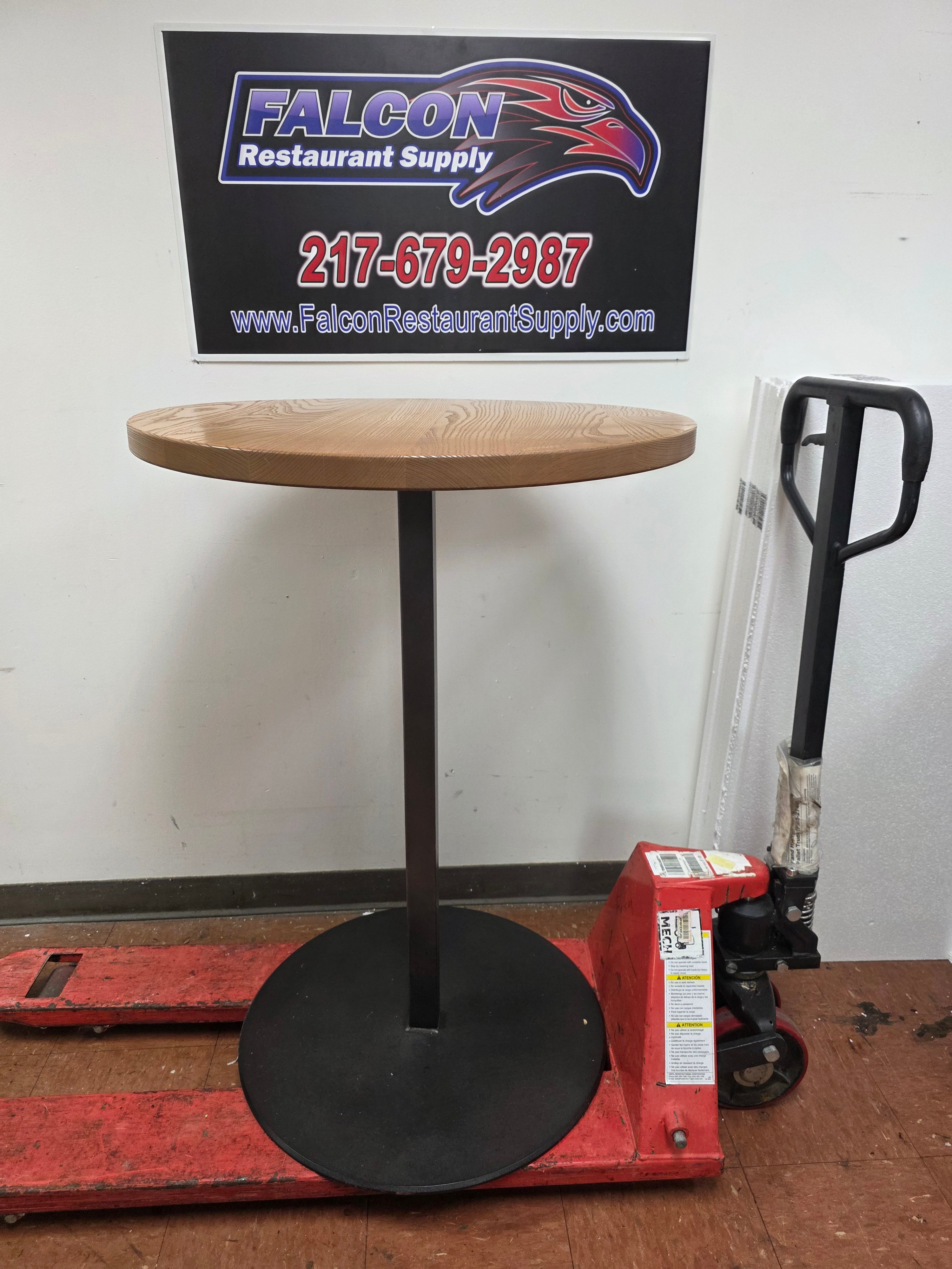 Used 30" Round Wood Bar Height Table with Base - FG9