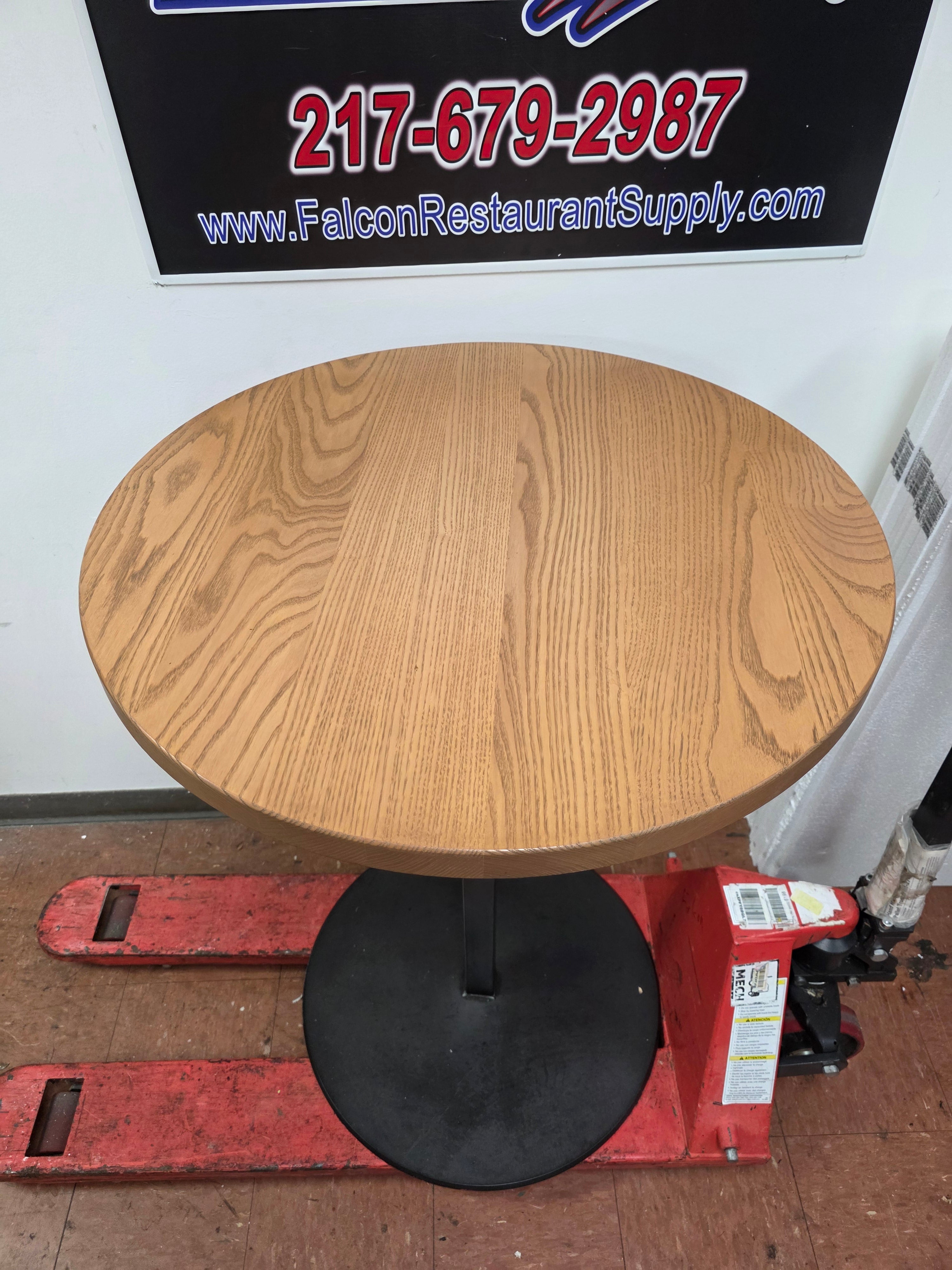 Used 30" Round Wood Bar Height Table with Base - FG9