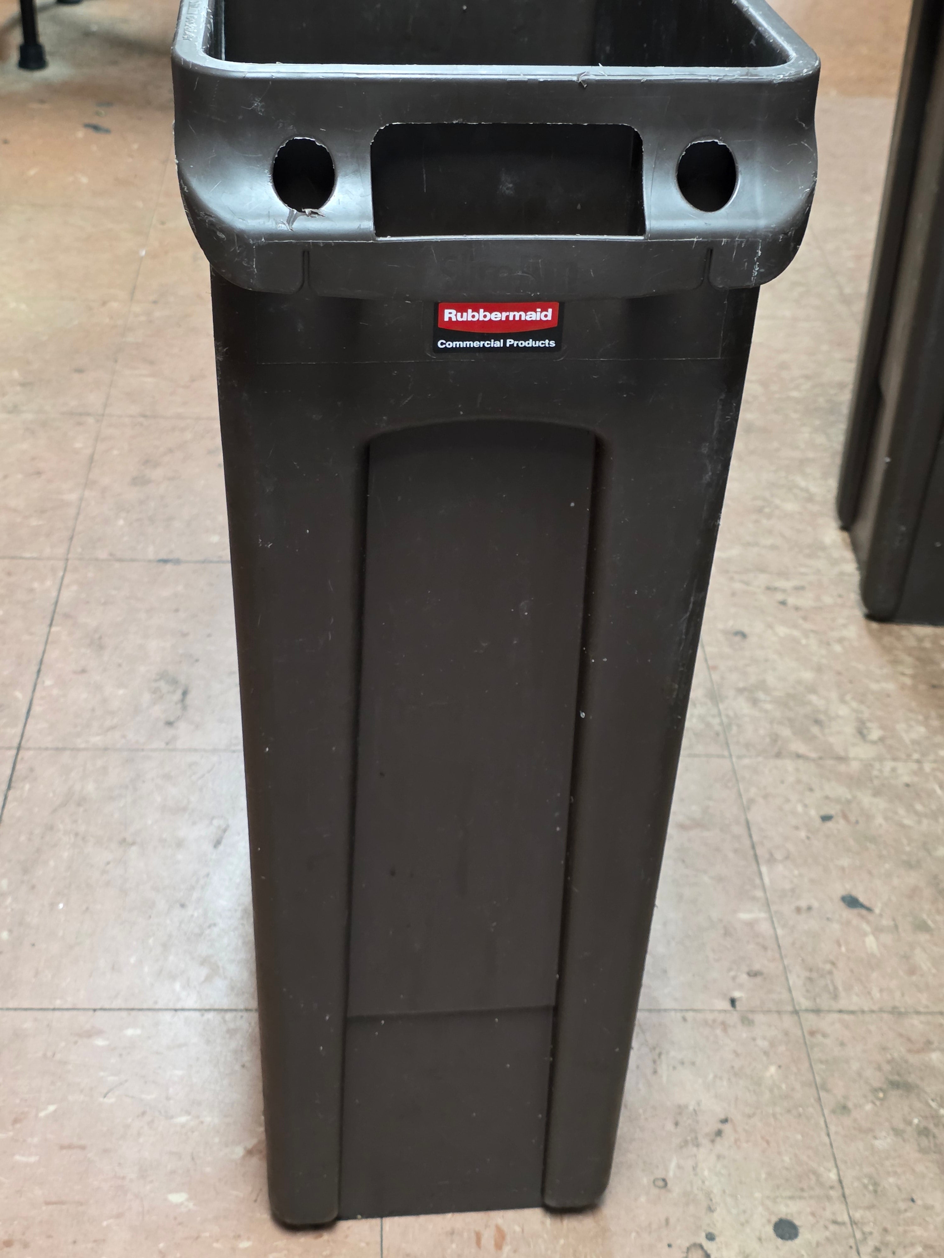 Used Rubbermaid 23 Gallon Slim Jim Brown Rectangular Trash Can - FG9