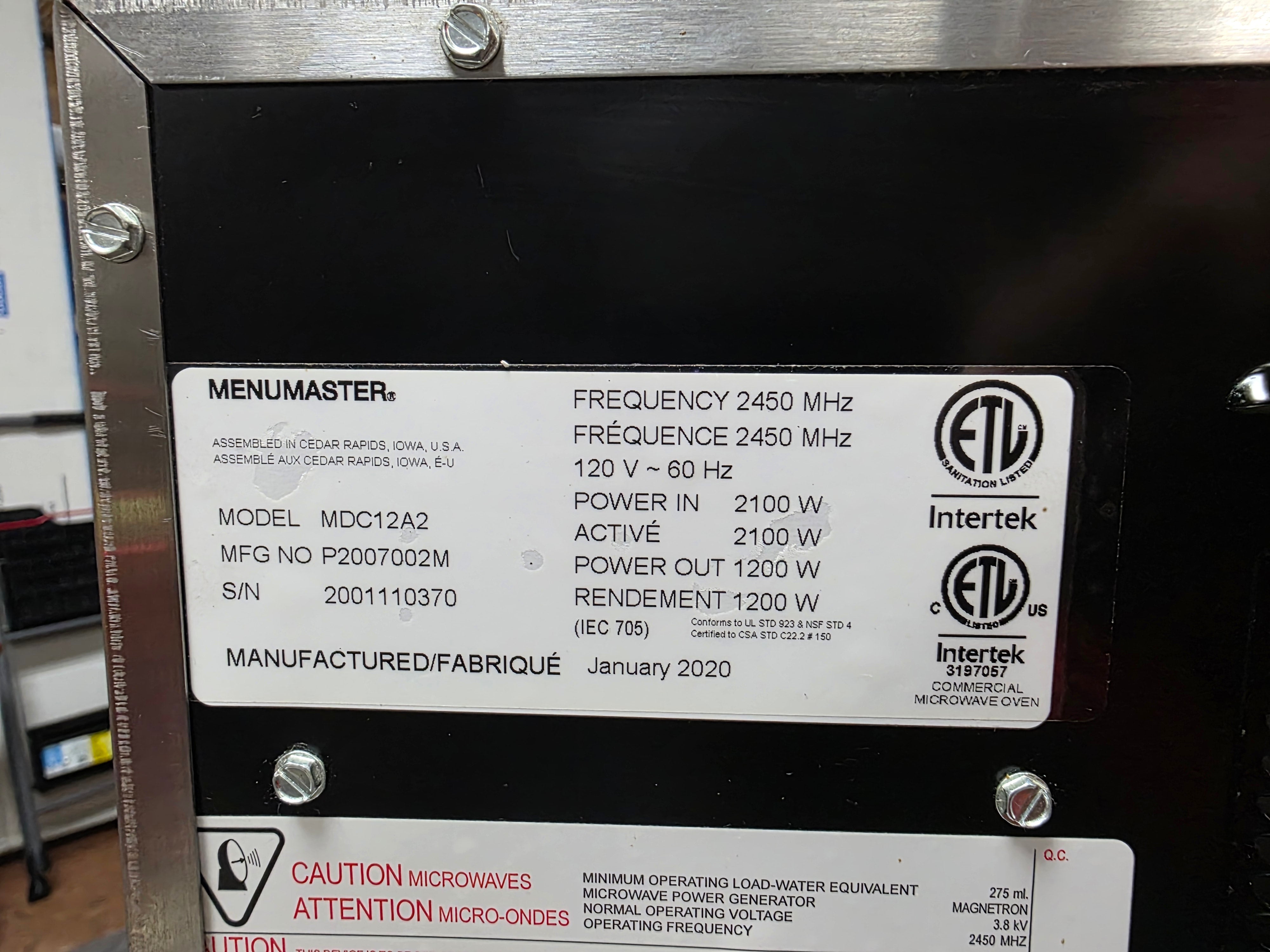 Used 2020 Amana Menumaster MDC12A2 Heavy Volume 1200 Watt Microwave Oven 120V