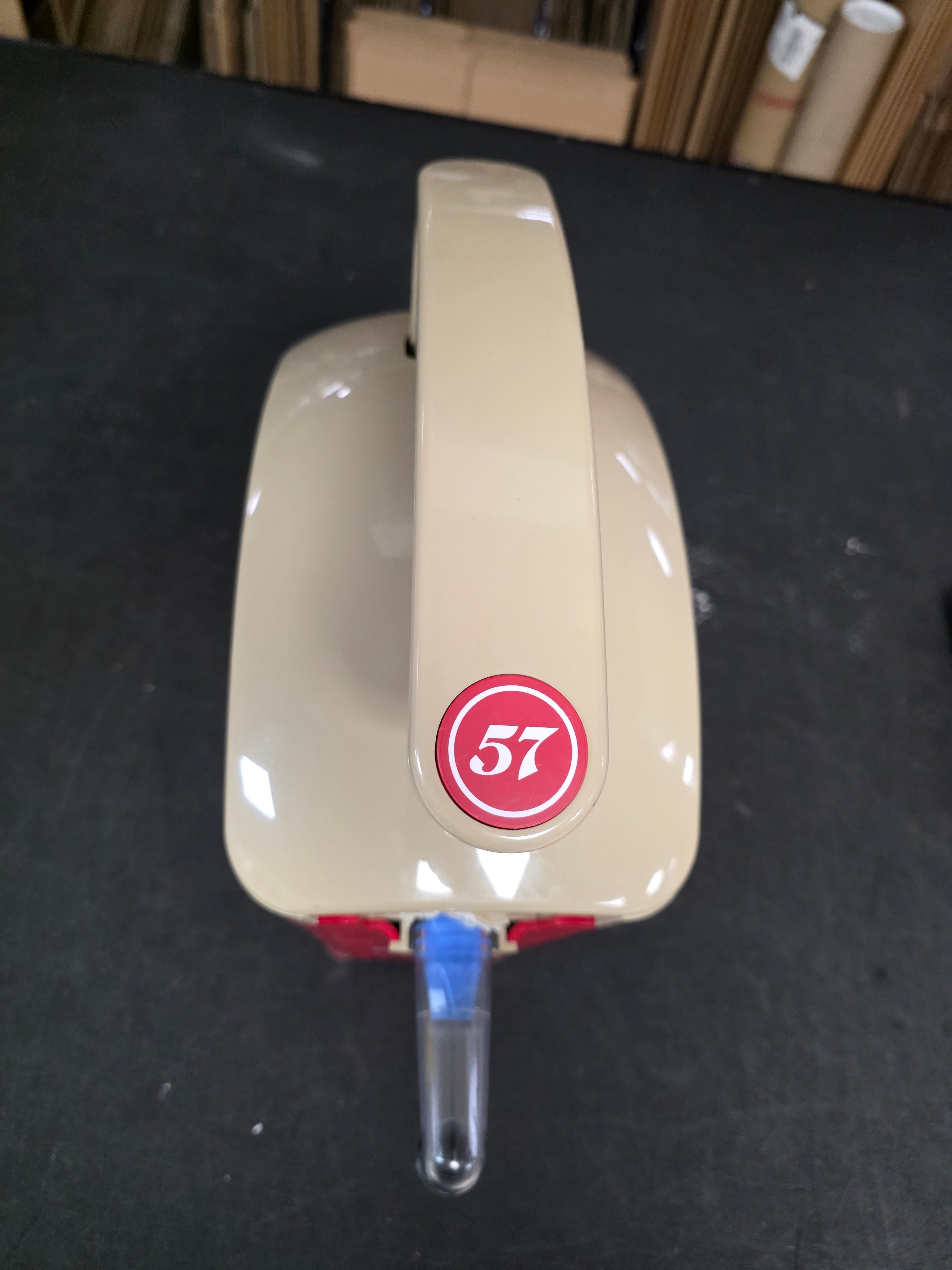 Used Heinz Keystone 1.5 Gallon Red Plastic Countertop Ketchup Pump Dispenser - FG9