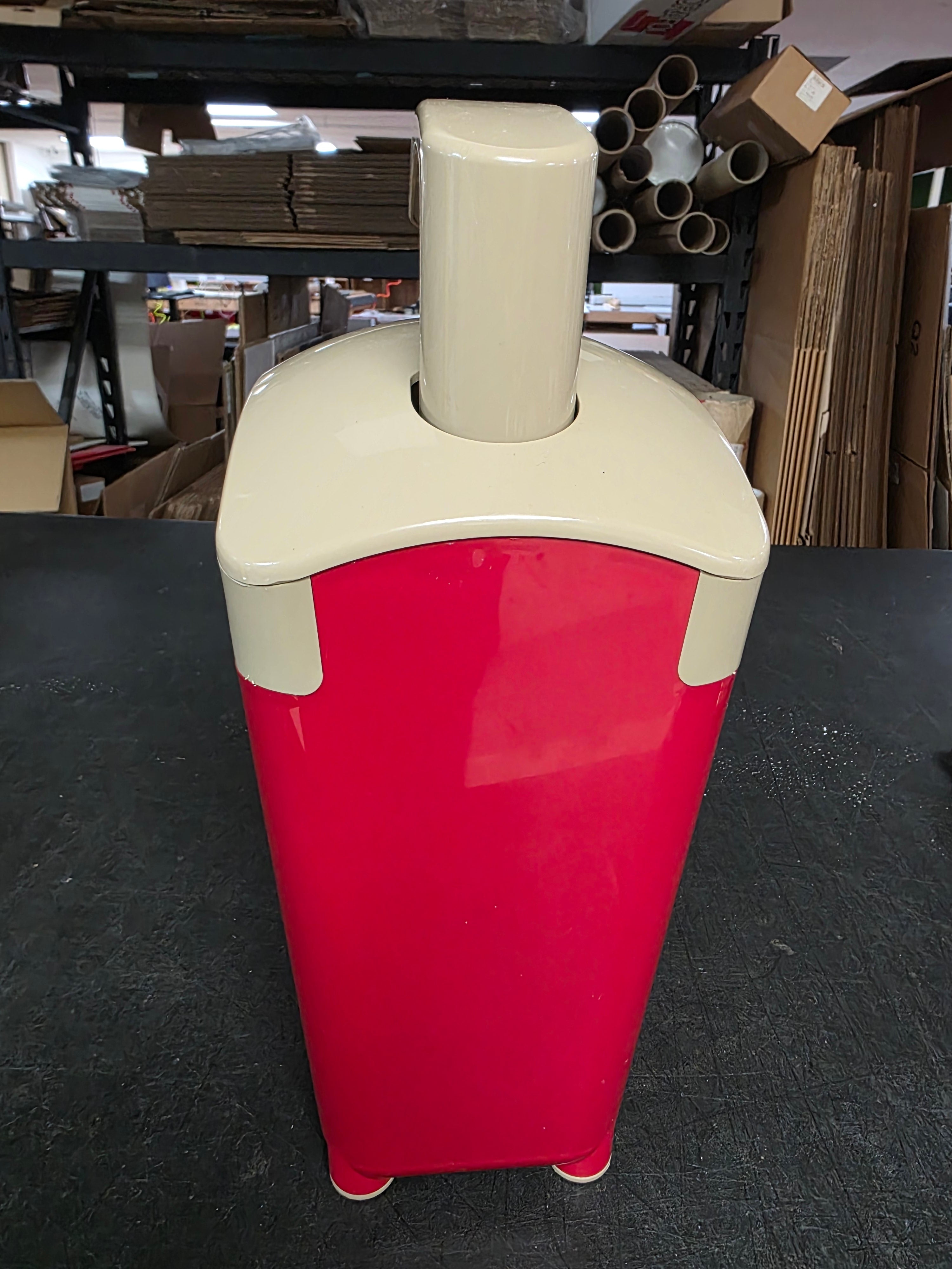 Used Heinz Keystone 1.5 Gallon Red Plastic Countertop Ketchup Pump Dispenser - FG9