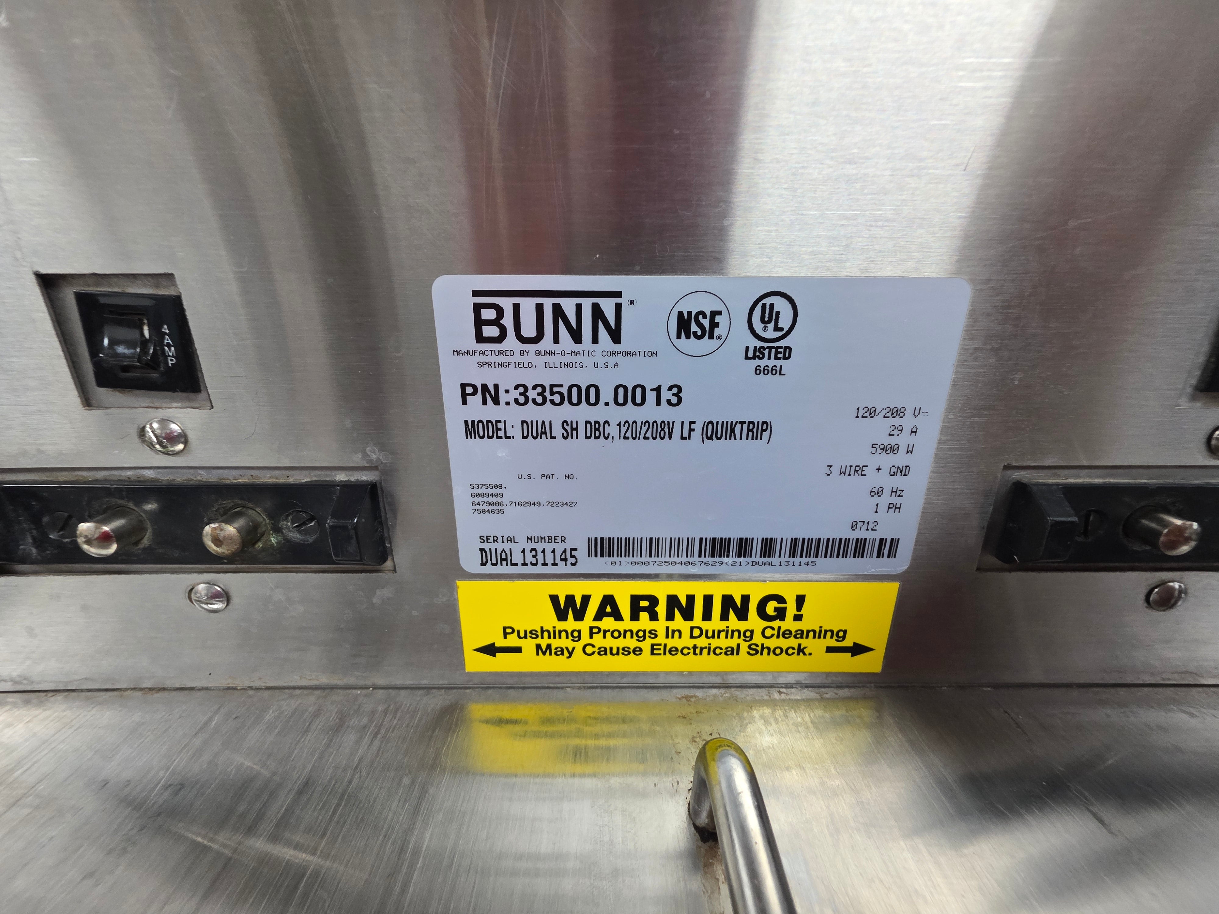 Used Bunn 33500.0013 BrewWISE Dual SH DBC Coffee Brewer - 120/240V, 6800W