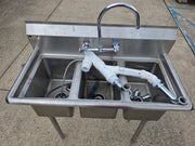 Used Elkay 39" X 19.75" 3 Compartment Stainless Steel sink with Faucet - SS412