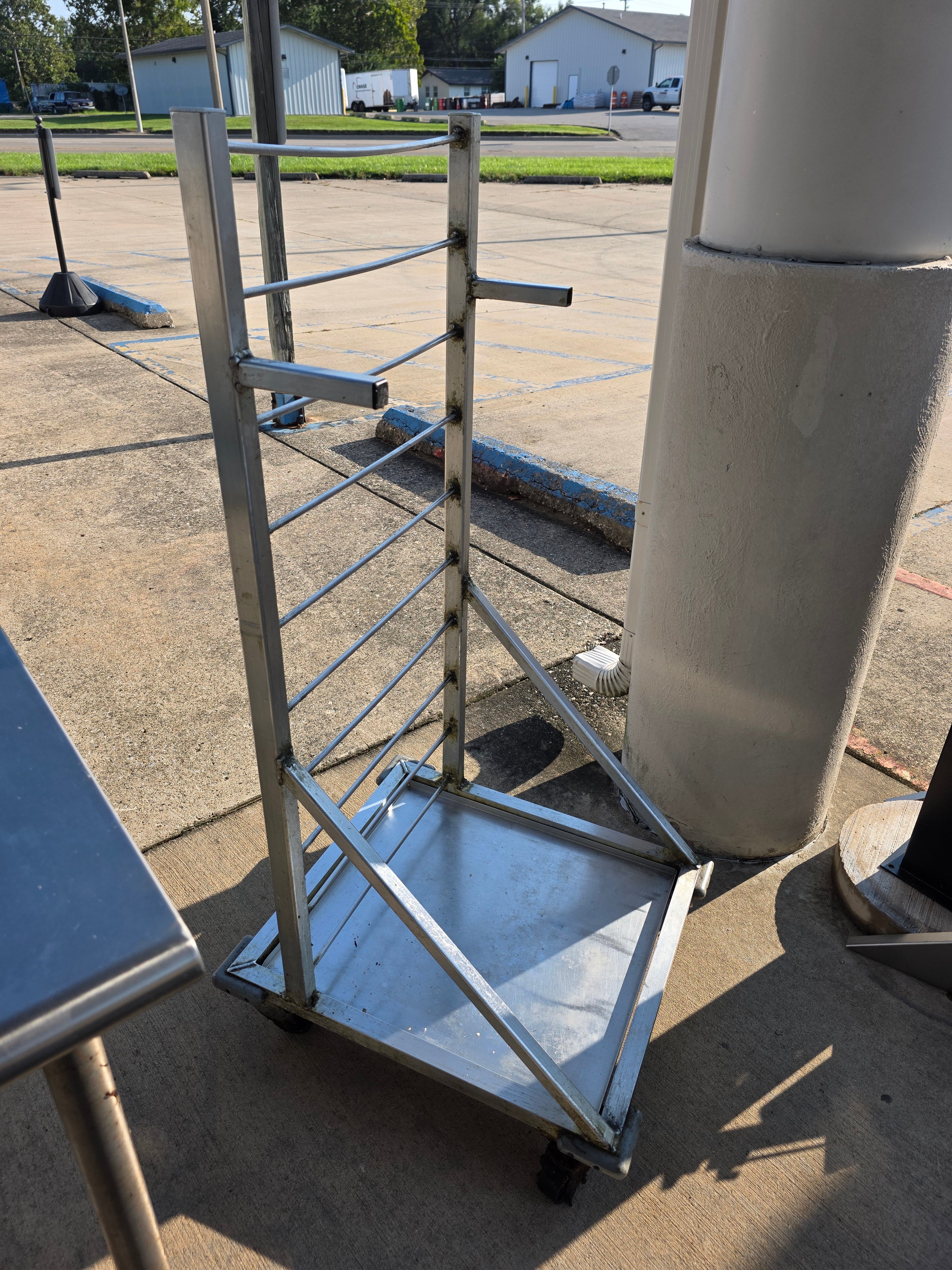 Used New Age Aluminum Fry Basket Rack w/ 27 Basket Capacity & 3" Casters - OW - SS416