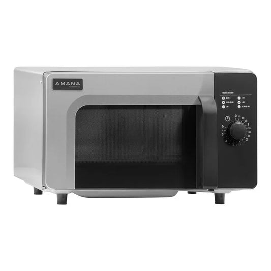 New Amana RMS10DSA Stainless Steel Commercial Microwave with Dial Controls - 120V, 1000W