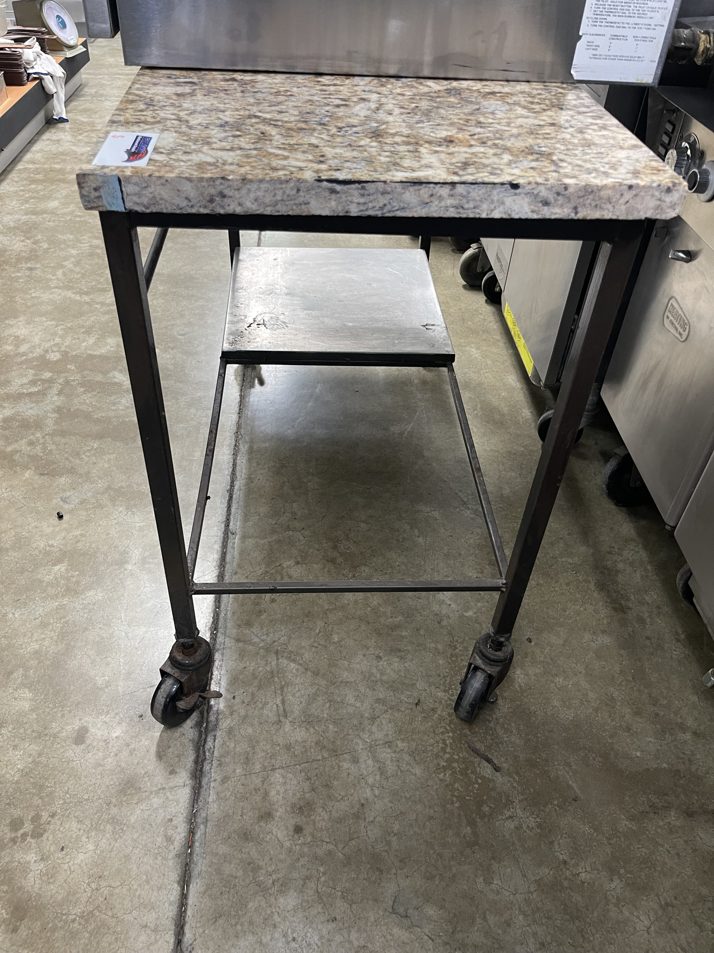 Used 1" Thick Marble Top Table with Caster Wheels