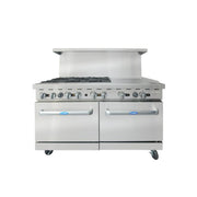 New Atosa AGR-6B24GR 60" Gas Range (6) 32,000 BTU Burners and 24" Griddle on the RIGHT with (2) 26" 1/2 Wide Ovens