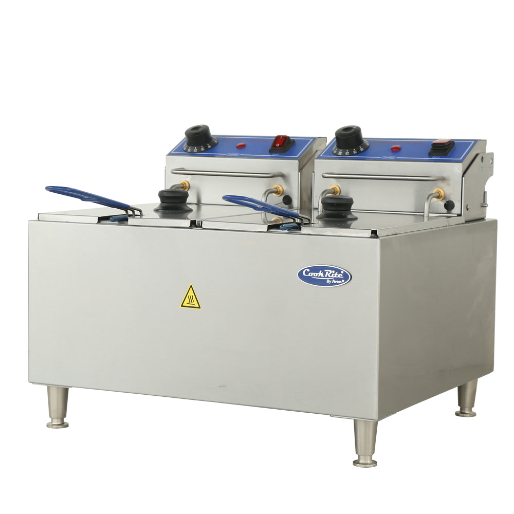 New Atosa ACEF-32 32lb Electric Countertop Deep Fryer (Dual Tank) 240V