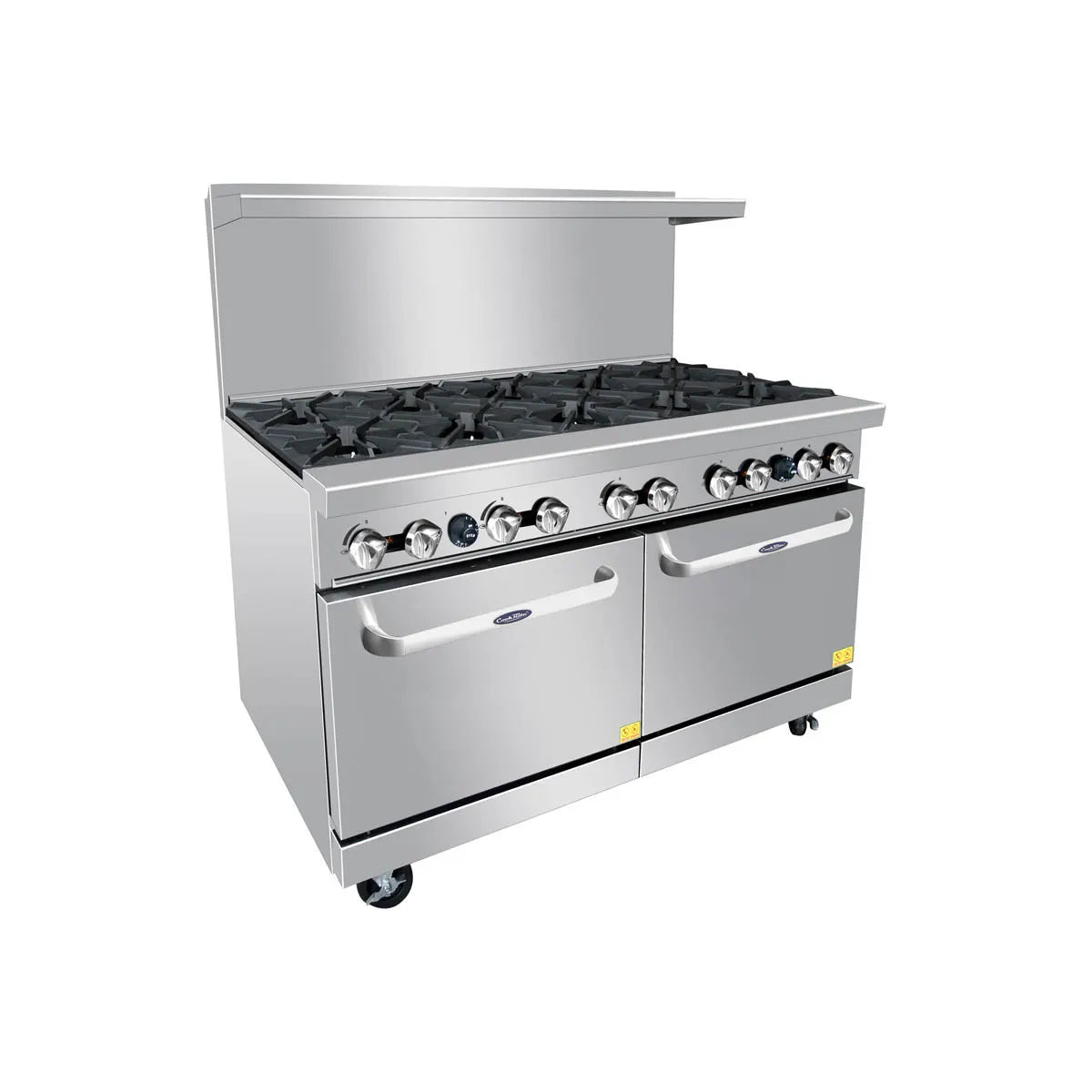 New Atosa AGR-10B 60" Gas Range. (10) 32,000 BTU Open Burners with (2) 26" 1/2 Wide Ovens, 4 Oven Racks (Castors Included)