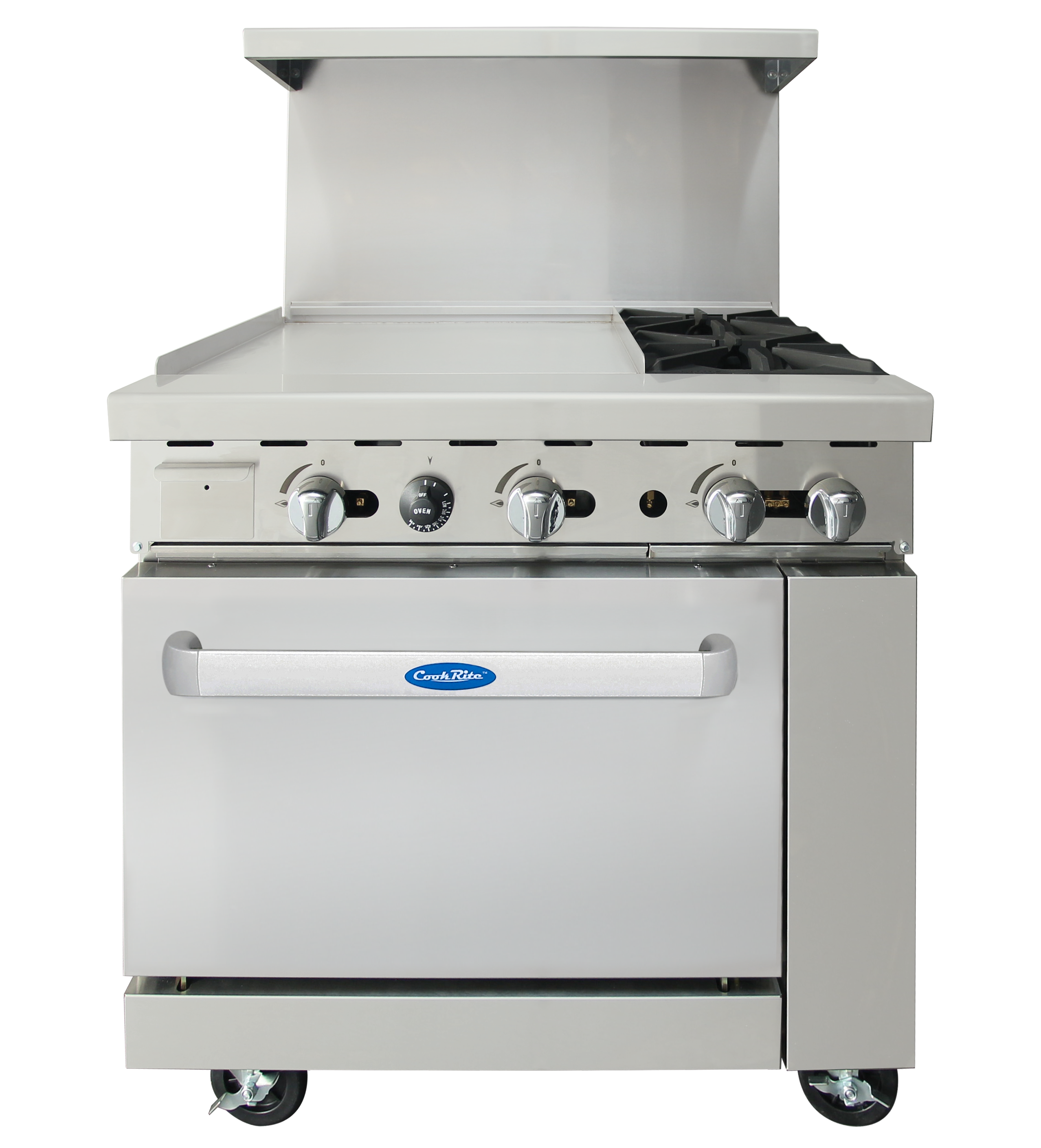 New Atosa AGR-2B24GL 36" Gas Range (2)  32,000 BTU Burners and 24" Griddle on the LEFT with (1) 26" 1/2 Wide Oven