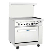 New Atosa AGR - 36G 36" Gas Range. 36" Wide Griddle with (1) 26" 1/2 Wide Oven, 2 Oven Racks (Castors Included) - Falcon Restaurant Supply - 1