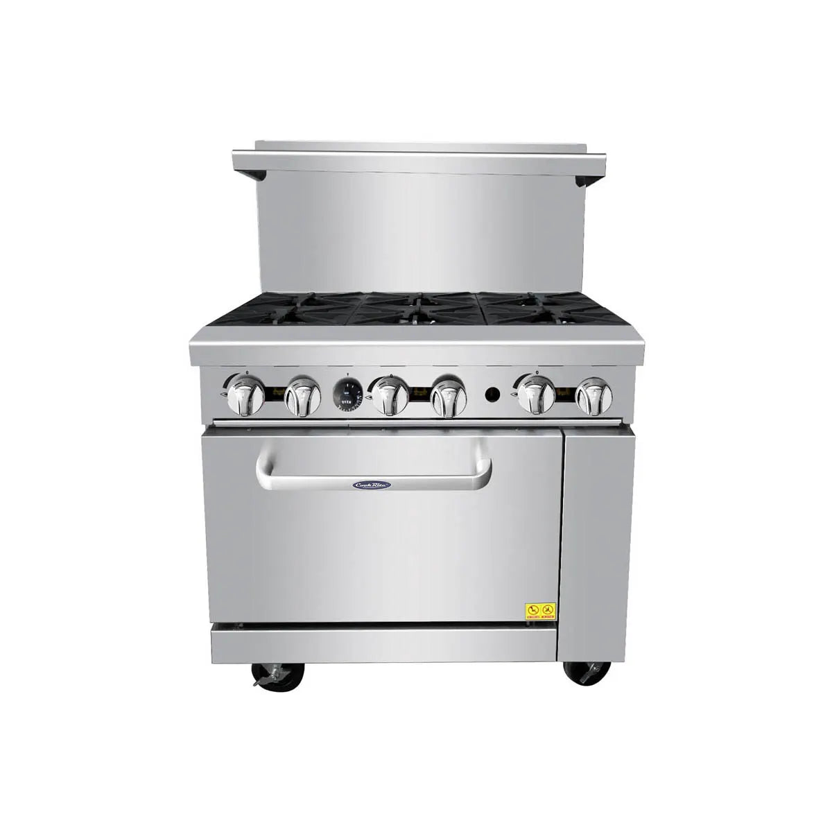 New Atosa AGR-6B 36" Gas Range. (6) 32,000 BTU Open Burners with (1) 26" 1/2 Wide Oven, 2 Oven Racks (Castors Included)
