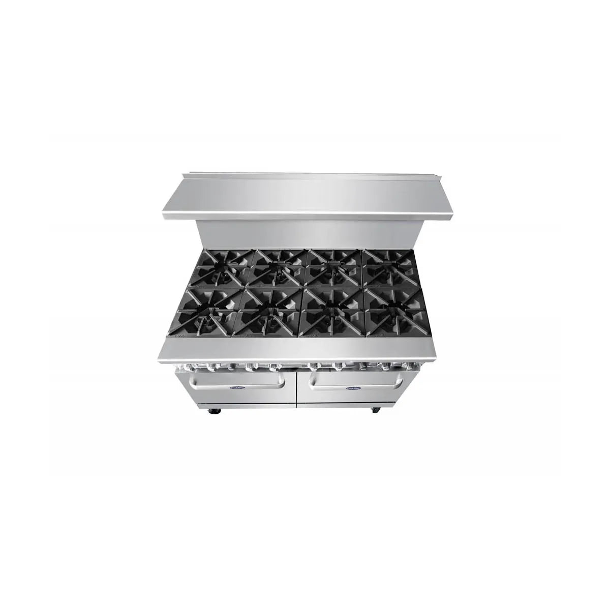 New Atosa AGR-8B 48" Gas Range. (8) 32,000 BTU Open Burners with (2) 20" Wide Oven, 4 Oven Racks (Castors Included)