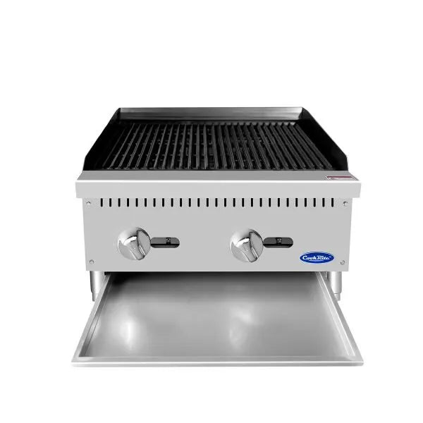 New Atosa ATCB-24 HD 24" Countertop Gas Char-rock Broiler with Total 70,000 B.T.U.