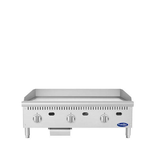 New Atosa ATG-3624-C 36" Heavy Duty Thermostatic Gas Griddle - Chrome Plate, 90,000 BTU