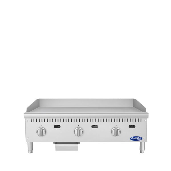 New Atosa ATG-3624-S 36" Heavy Duty Thermostatic Gas Griddle - 90,000 BTU Steel Plate