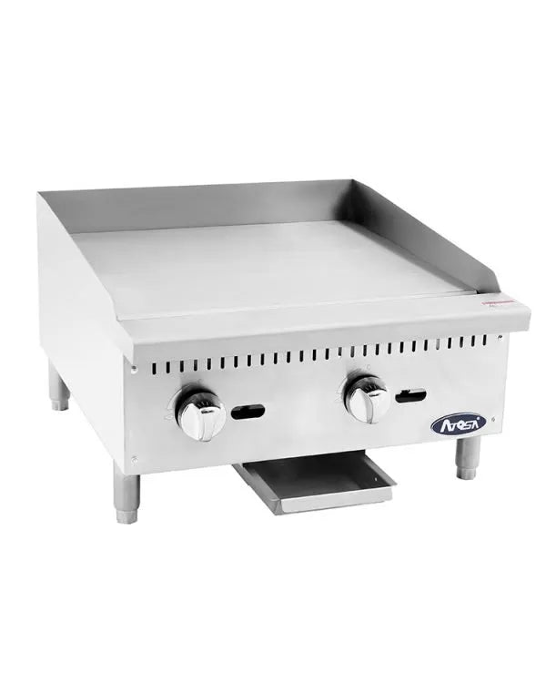 New Atosa ATMG-24 HD 24" CookRite Manual Gas Griddle with Total 60,000 BTU