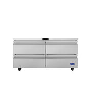 New Atosa AUR60D4 60" Stainless Undercounter Refrigerator Four-Drawer 115V