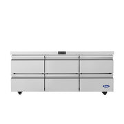 New Atosa AUR72D6 72" Stainless Undercounter Refrigerator Six-Drawer 115V