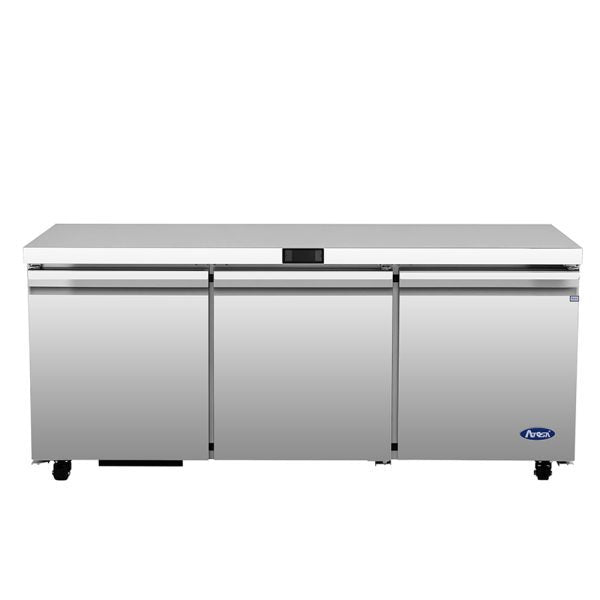 New Atosa AUR72SD 72" Stainless Undercounter Refrigerator Three-section 115V