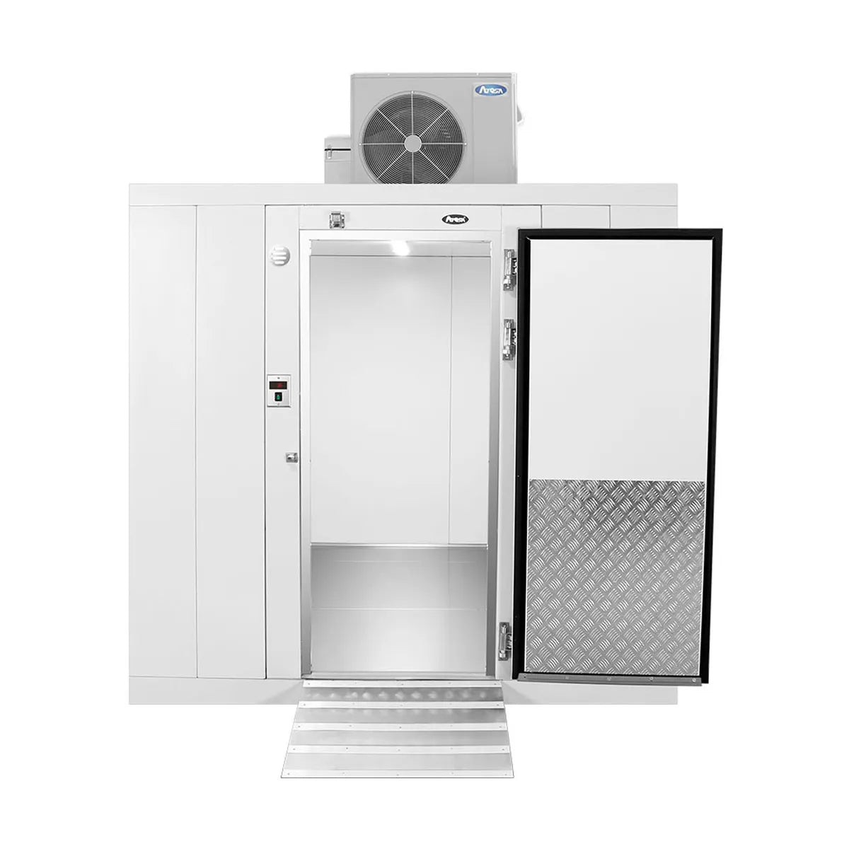 New Atosa AWC0808 - TF (RR)/(RL) 8' x 8' x 7'6" Walk - in Cooler with Reinforced Floor, Includes Condensing Unit with 1.5 HP Compressor and Evaporator - Falcon Restaurant Supply - 2