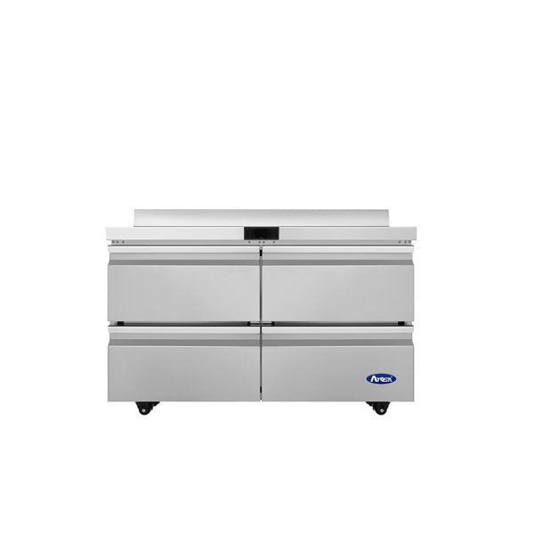 New Atosa AWR48D4 48" Four Drawer Worktop Refrigerator - Stainless Steel Commercial Refrigerator