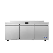 New Atosa AWR72SD 72" Worktop Refrigerator with Backsplash - Three Door Commercial Refrigerator