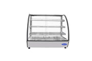 New Atosa CHDC - 44 Countertop Heated Display Case - Curved, 4.4 Cu Ft w/ 3 Stainless Shelves and 2 Rear Sliding Glass Doors - Falcon Restaurant Supply - 1